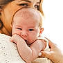 baby, infant, woman, holding, closeup, face, skin, arm, hand, shoulder, expression, love, bond, person, portrait, caring, family, warmth, soft_light, clothing