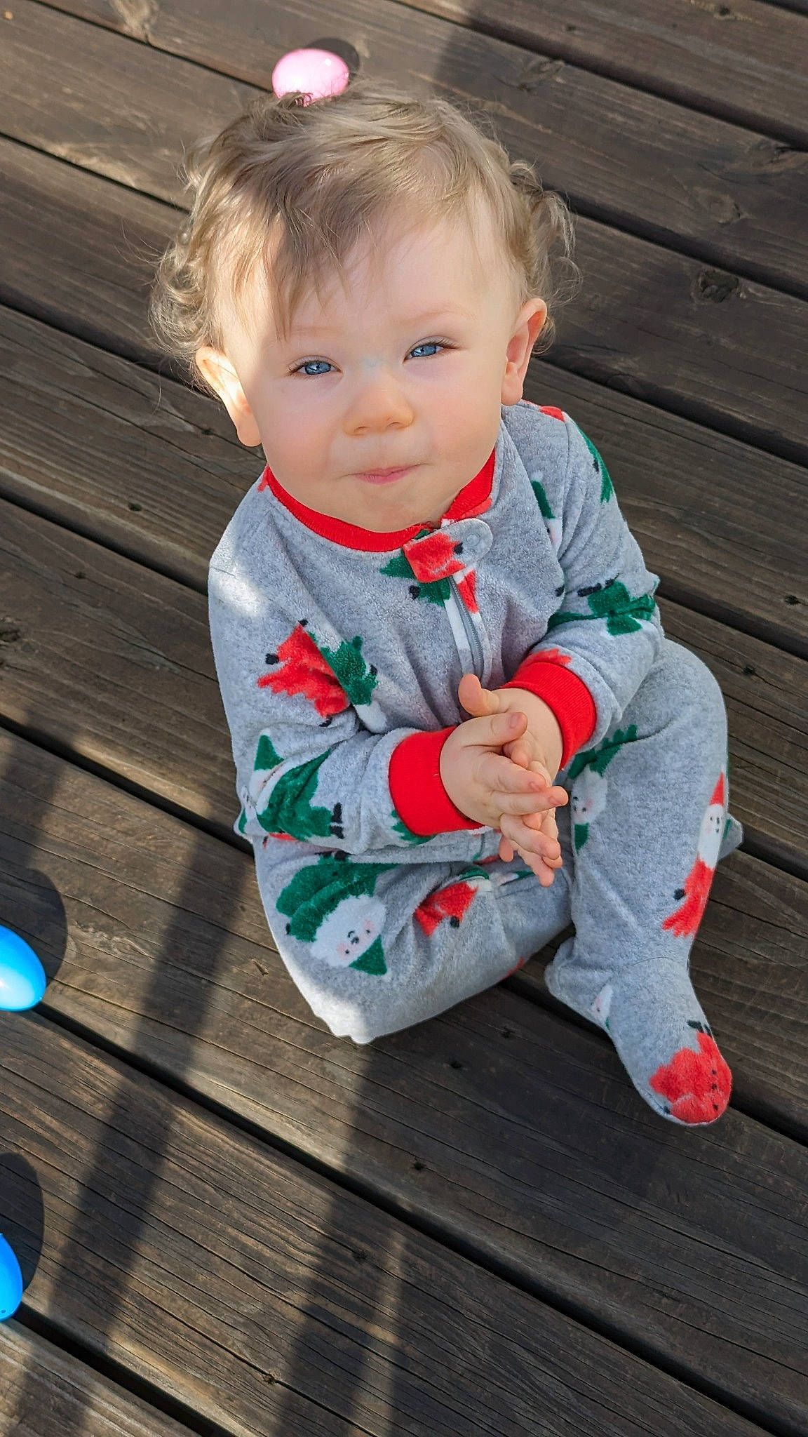 Lee joined the competition — help win amazing prizes! baby, baby_toddler_clothing, blue, cheek, child, clothing, dress, eye, face, grass, hair, happy, head, people_in_nature, person, sitting, skin, sleeve, smile, toddler