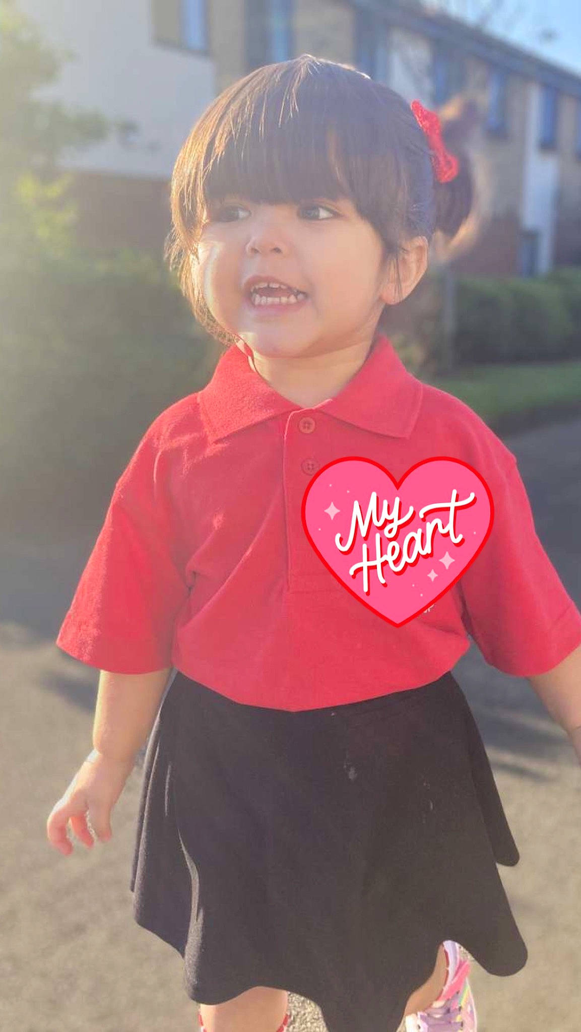 Isla joined the competition — help win amazing prizes! baby_toddler_clothing, bangs, child, electric_blue, fun, gesture, grass, hair, happy, head, jewellery, lip, magenta, neck, people_in_nature, person, pink, sleeve, t_shirt, toddler