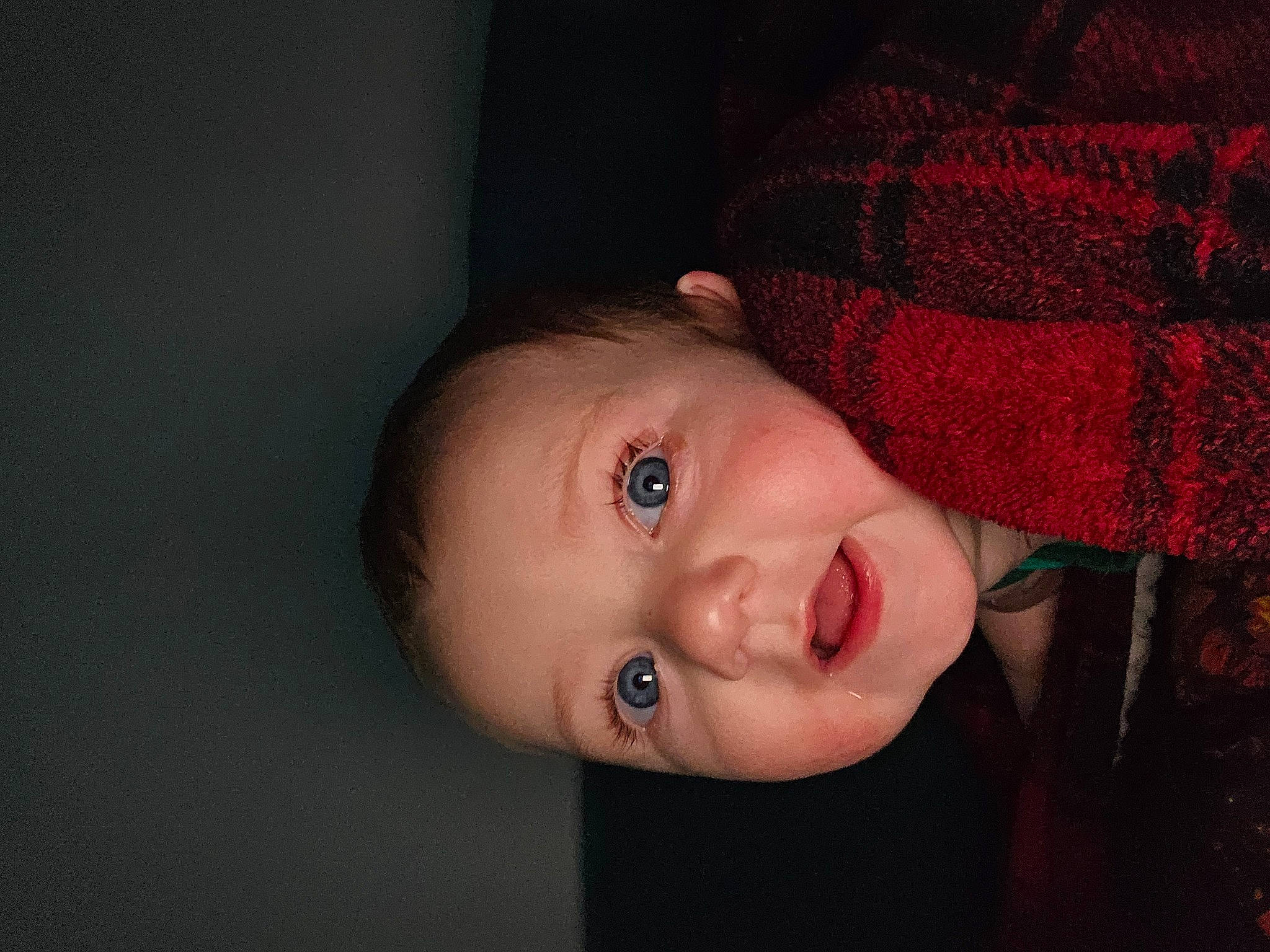 Czar is registered to the contest to win money with this photo: baby, baby_toddler_clothing, cheek, child, darkness, eyelash, flash_photography, fun, grass, happy, human_body, iris, lip, nose, pattern, person, portrait_photography, sitting, smile, toddler