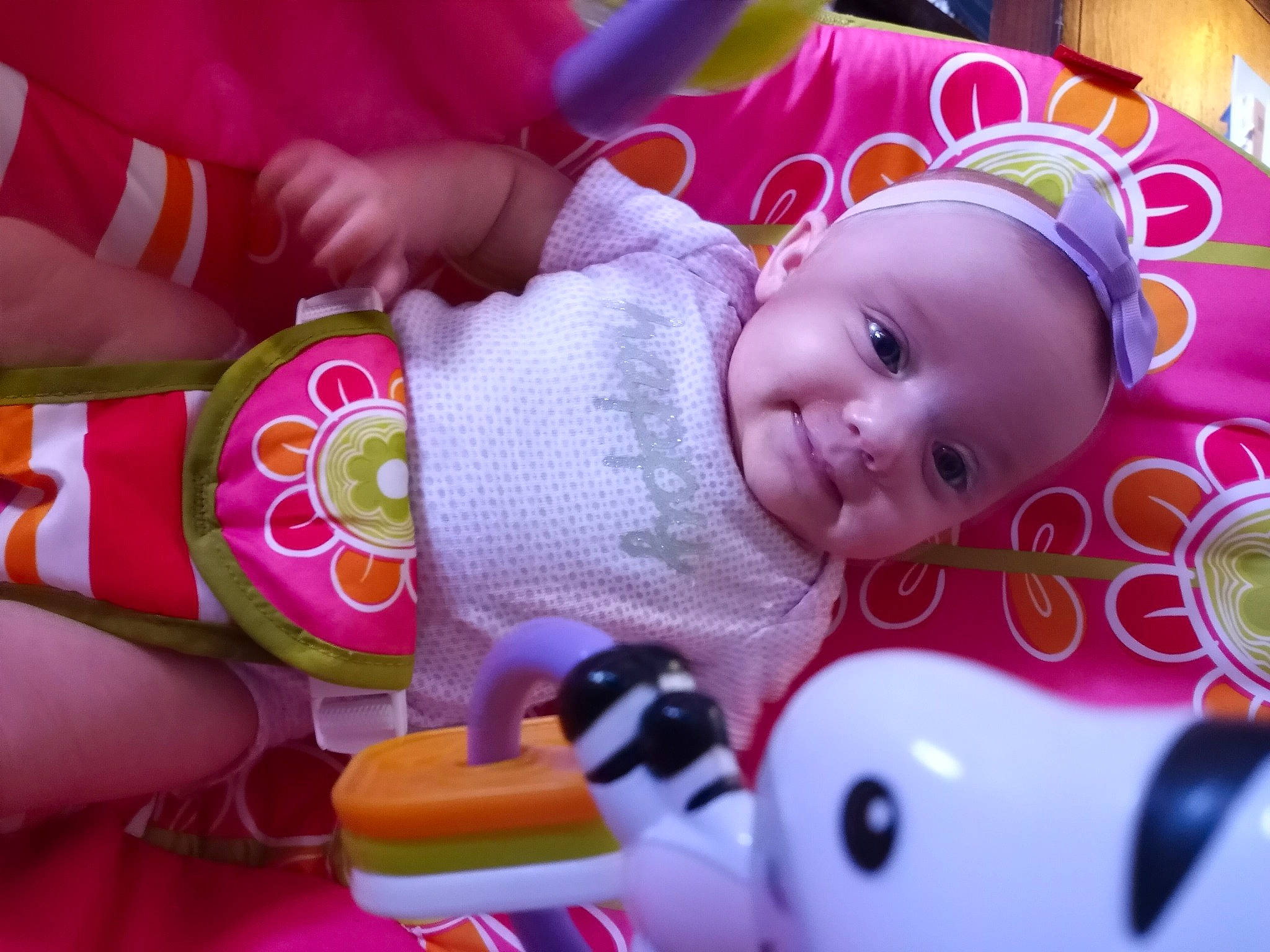 Arianna joined the competition — help win amazing prizes! baby, baby_products, baby_toddler_clothing, cheek, child, close_up, event, fun, happy, joy, magenta, person, pink, product, purple, skin, smile, textile, toddler, toy