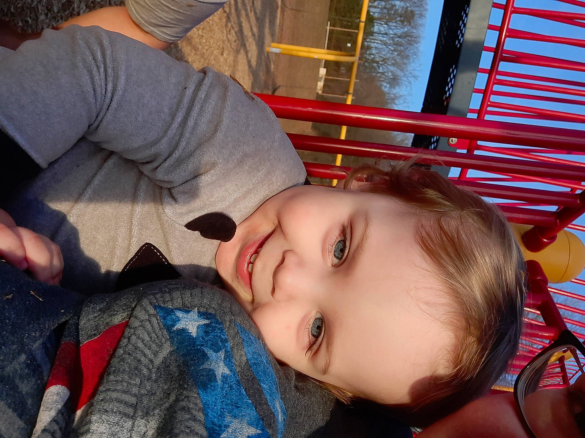 Cayden is registered to the contest to win money with this photo: cheek, child, cool, eyebrow, eyelash, forehead, fun, hairstyle, happy, iris, joy, leisure, lip, mouth, nose, person, sitting, skin, smile, toddler