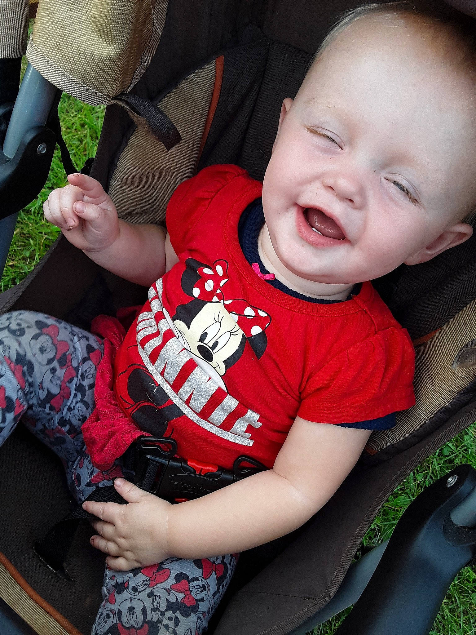 Lilyann is registered to the contest to win money with this photo: baby, baby_carriage, baby_in_car_seat, baby_products, car_seat, child, cool, laugh, person, product, sitting, smile, toddler
