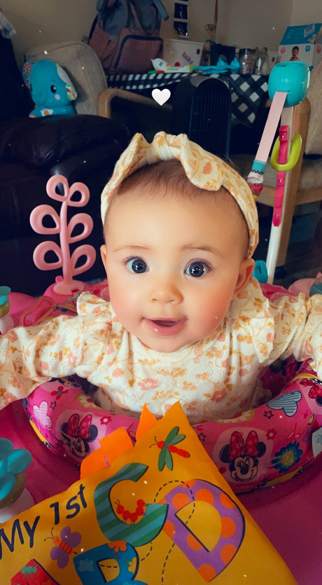 Gracelyn joined the competition — help win amazing prizes! baby, baby_products, baby_toddler_clothing, cheek, child, event, eye, face, facial_expression, fun, happy, head, person, pink, play, product, room, smile, textile, toddler