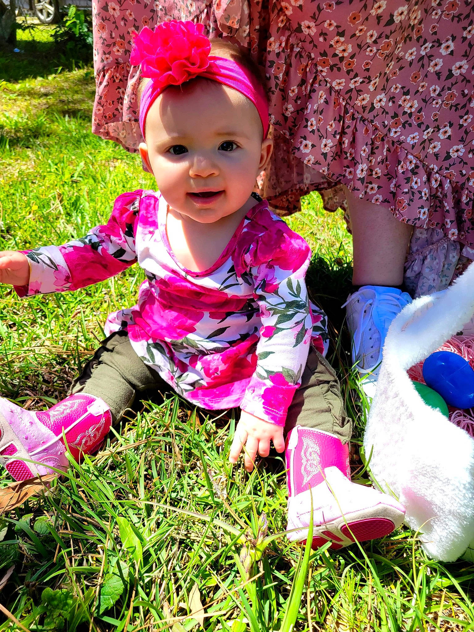 Gracelyn is registered to the contest to win money with this photo: baby, baby_toddler_clothing, beauty, botany, child, fun, grass, green, happy, headwear, lawn, leaf, magenta, nature, people_in_nature, person, pink, plant, purple, red