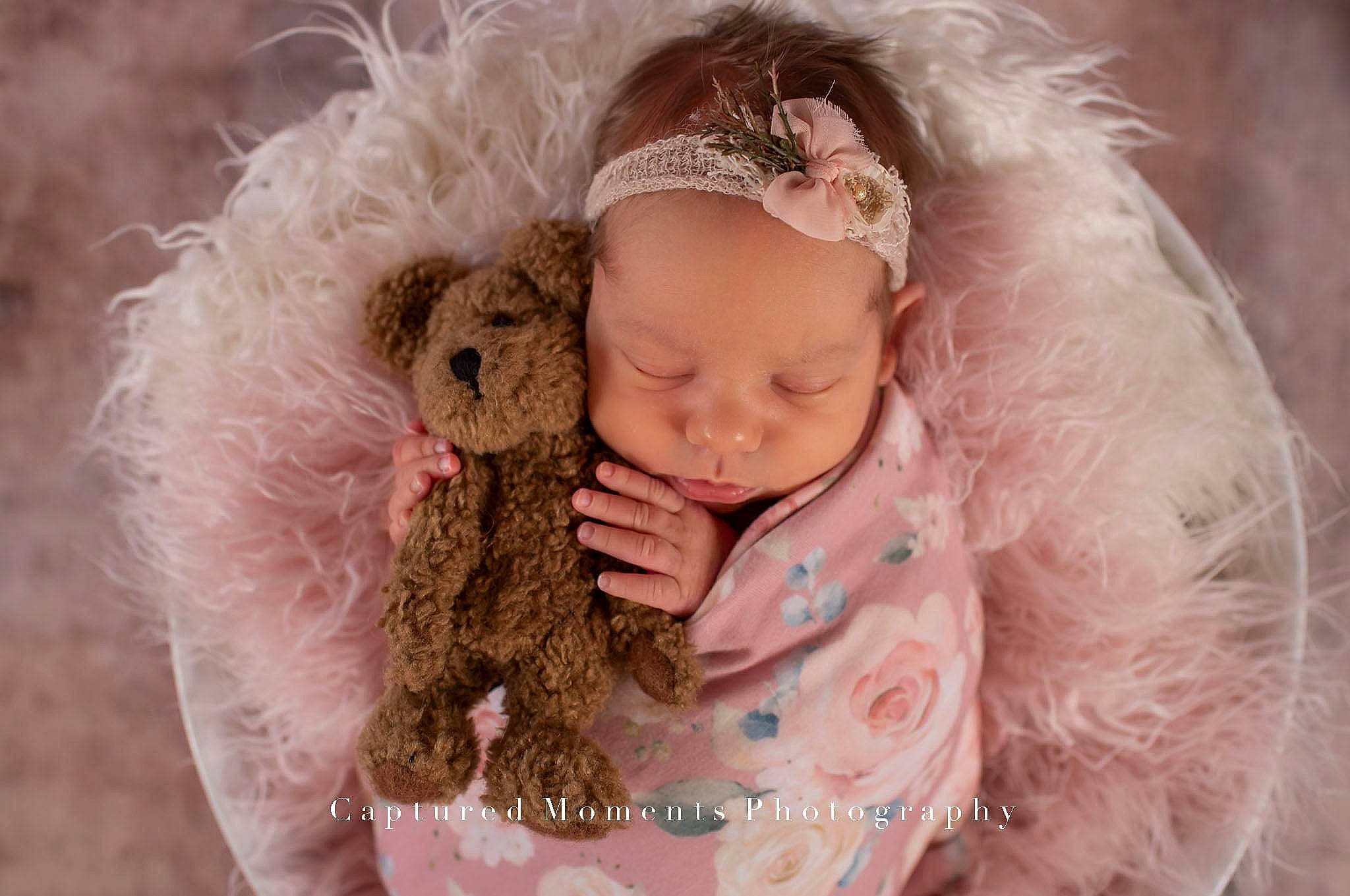 Adyson is registered to the contest to win money with this photo: baby, baby_toddler_clothing, brown_hair, cap, clothing, doll, dress, embellishment, eye, eyelash, hair_accessory, happy, headband, headpiece, iris, jewellery, person, pink, skin, toddler