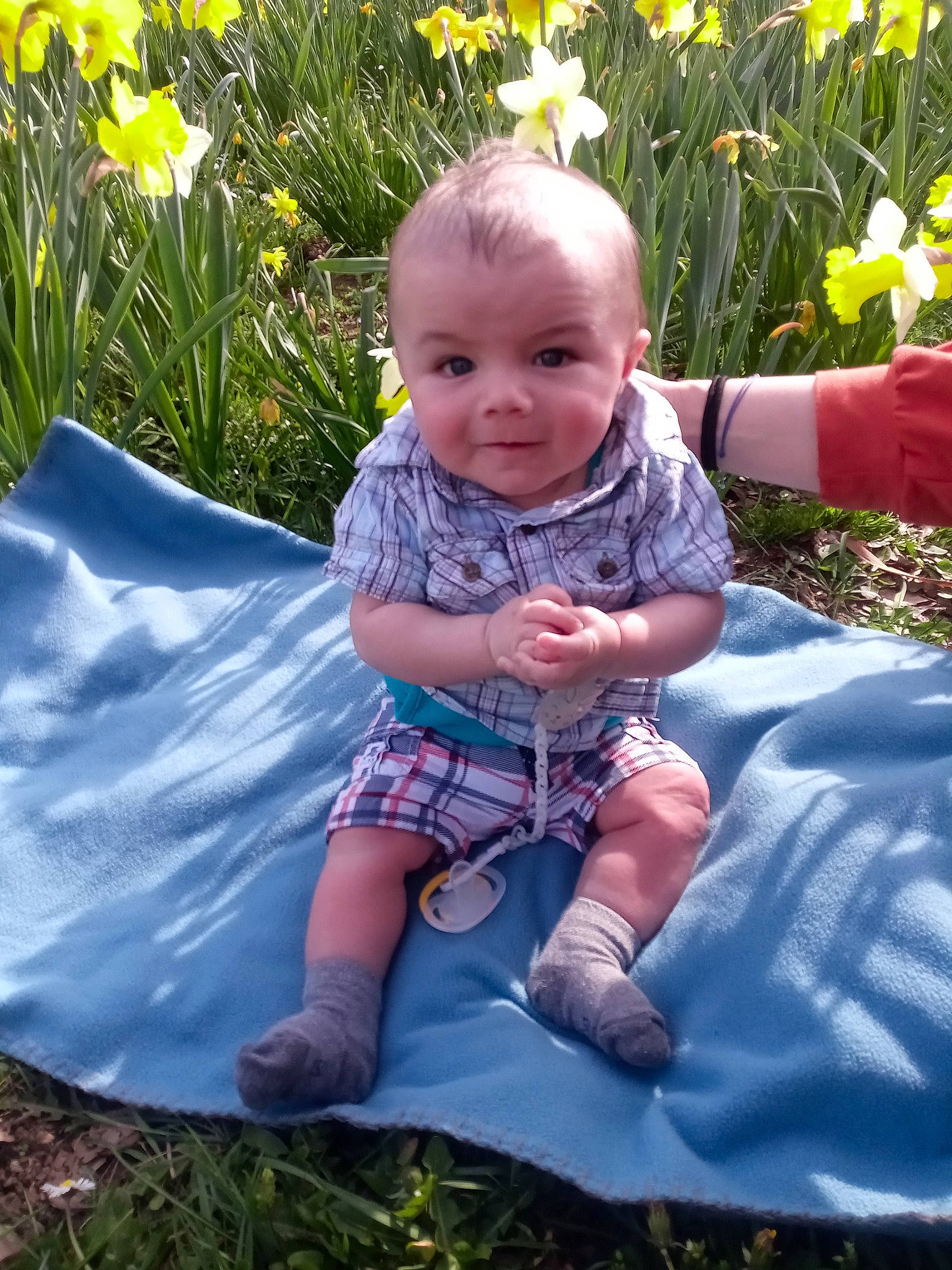 Thiago participe au concours pour gagner de l'argent avec cette photo : baby, baby_toddler_clothing, botany, facial_expression, flower, fun, grass, happy, leaf, organ, people_in_nature, person, photograph, plant, product, shoe, skin, smile, sunlight, white