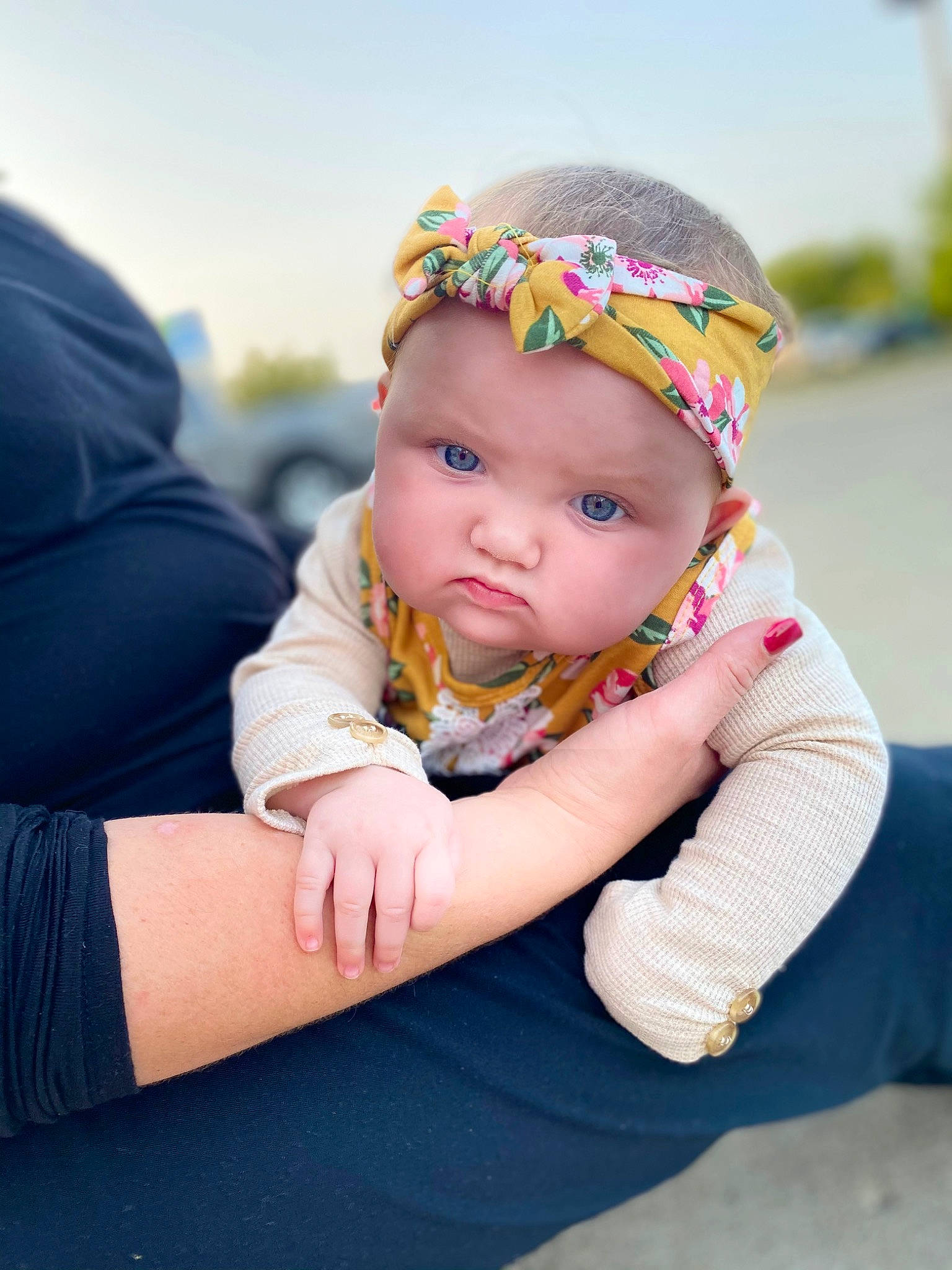 Lillian is registered to the contest to win money with this photo: baby, baby_toddler_clothing, cap, child, fashion_accessory, flash_photography, fun, grass, happy, hat, headwear, leisure, people_in_nature, person, plant, portrait_photography, recreation, sitting, skin, sky