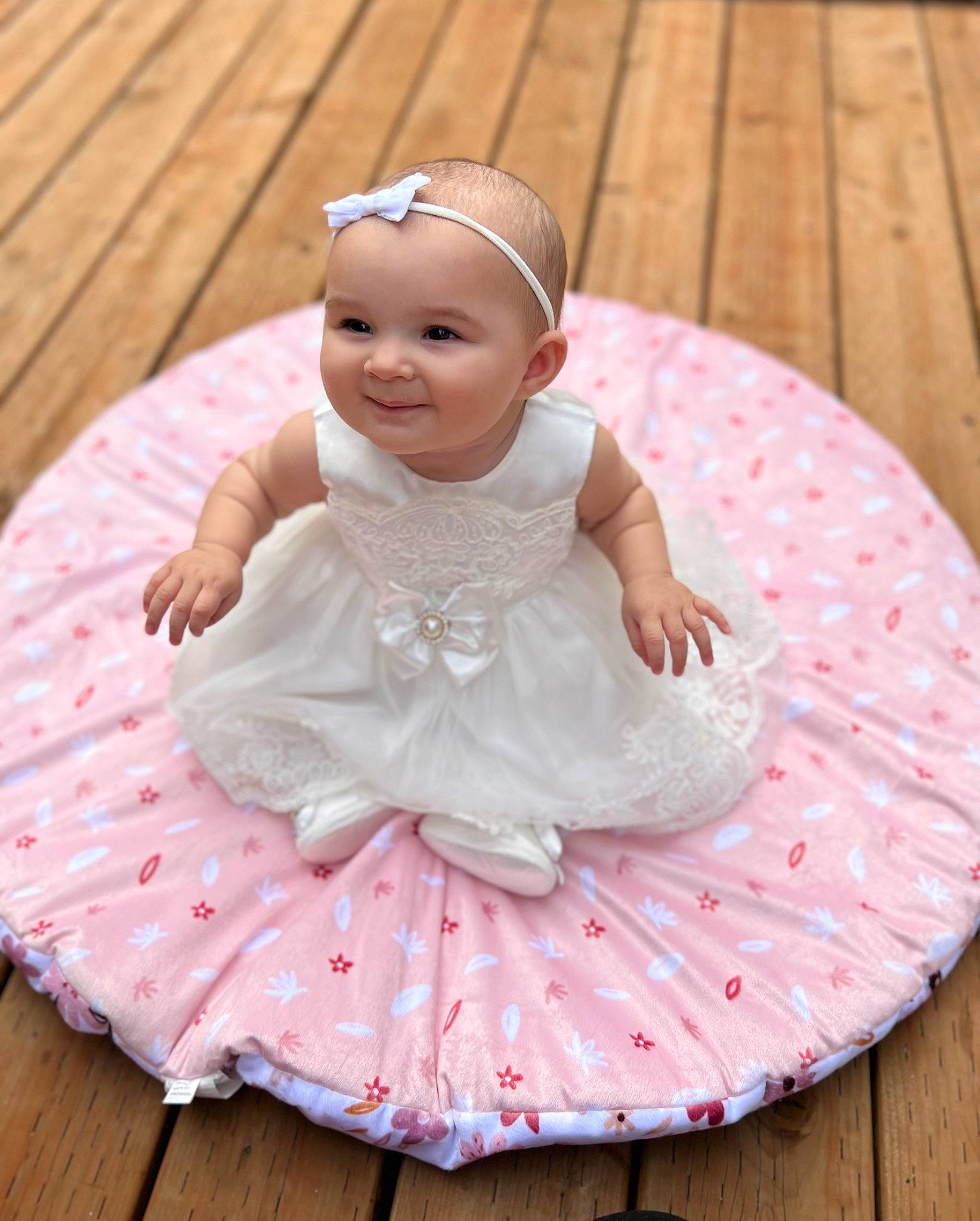 Zlata joined the competition — help win amazing prizes! baby, baby_toddler_clothing, child, dress, embellishment, event, fashion_accessory, fun, happy, headpiece, joy, magenta, pattern, person, pink, product, skin, sleeve, smile, textile