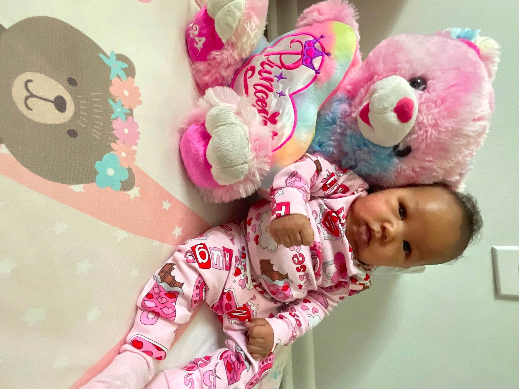 Alayah joined the competition — help win amazing prizes! baby, baby_products, baby_toddler_clothing, baby_toys, carmine, child, font, happy, linens, magenta, pattern, person, pink, plush, room, sleeve, smile, stuffed_toy, textile, toddler
