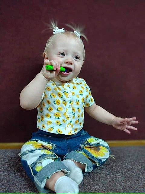 Tonya joined the competition — help win amazing prizes! baby, baby_toddler_clothing, barefoot, child, fun, grass, happy, pattern, person, play, portrait_photography, sitting, sleeve, smile, t_shirt, toddler