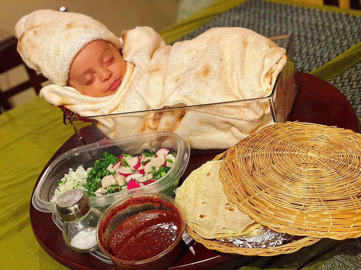 Ahri joined the competition — help win amazing prizes! baby, chapati, comfort_food, cuisine, dish, dishware, event, food, hat, headwear, ingredient, mofletta, person, piadina, plate, platter, recipe, serveware, smile, tableware