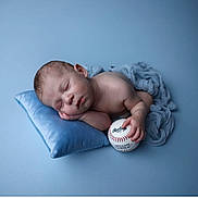 Matteo joined the competition — help win amazing prizes! newborn, baby, sleeping, pillow, blue, blanket, baseball, infant, resting, soft, peaceful, child, portrait, studio, caucasian, hand, face, skin, closeup, relaxation