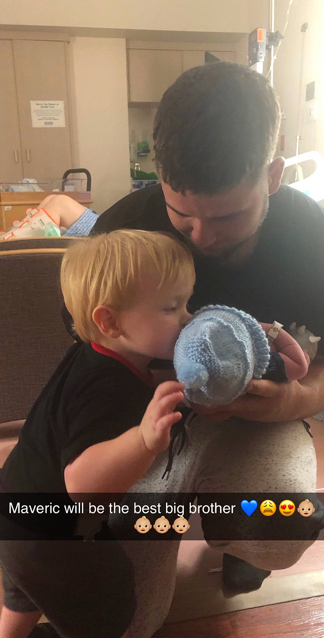 Maveric Steven joined the competition — help win amazing prizes! child, father, headwear, male, person, photo_caption, room, toddler, world