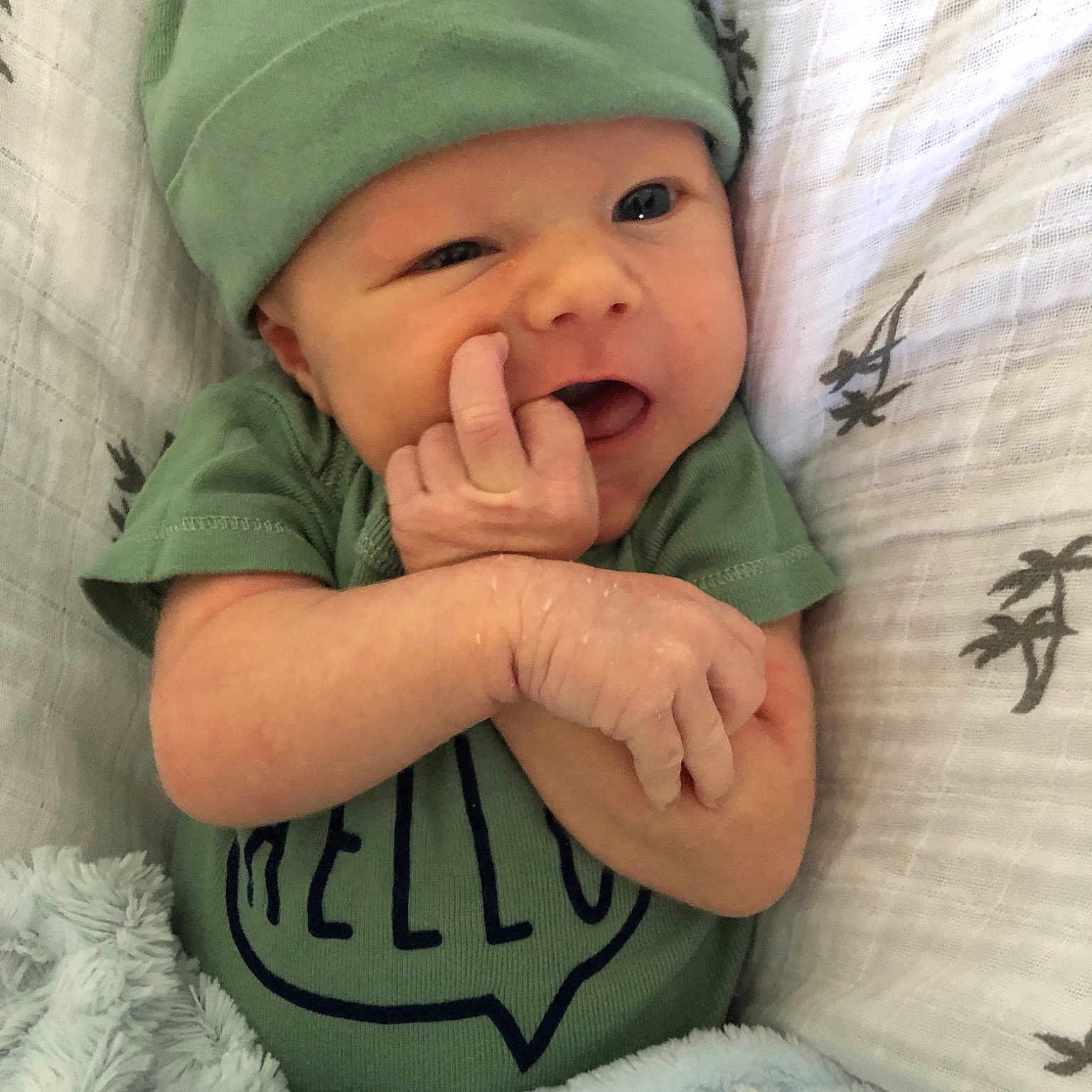 Weston is registered to the contest to win money with this photo: baby, baby_laughing, cap, cheek, child, chin, cool, face, facial_expression, forehead, fun, happy, head, headgear, headwear, laugh, mouth, nose, person, skin