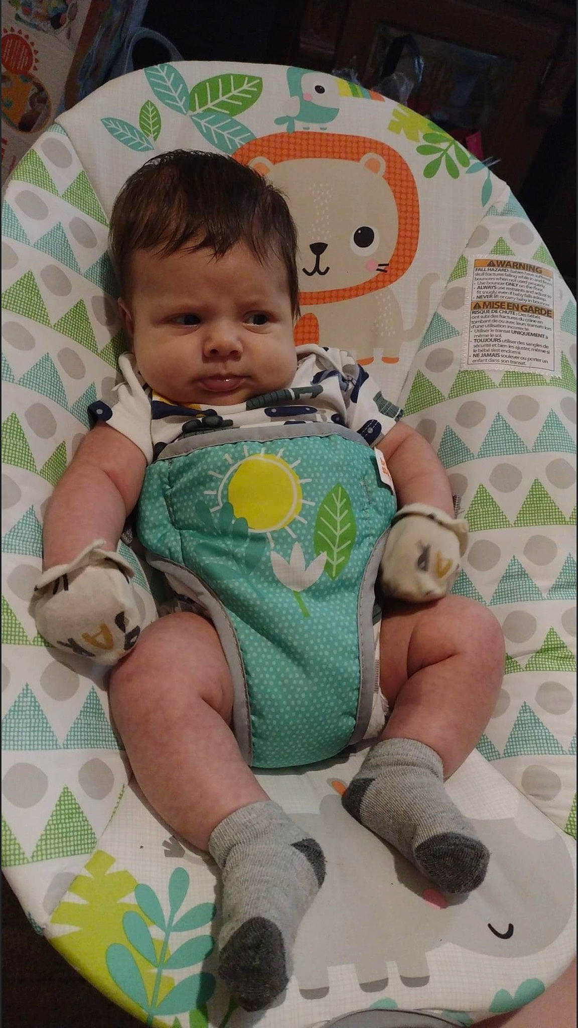Mathew joined the competition — help win amazing prizes! baby, baby_carriage, baby_products, baby_toddler_clothing, bib, cheek, child, comfort, doll, finger, green, hand, head, linens, person, product, skin, sleeve, stuffed_toy, textile
