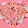 Ariella joined the competition — help win amazing prizes! baby, sleeping, pink, heart_shaped_rug, flowers, fluffy, headband, cute, infant, soft_texture, portrait, lying_down, adorable, peaceful, child, pastel_colors, decor, closeup, studio, cozy