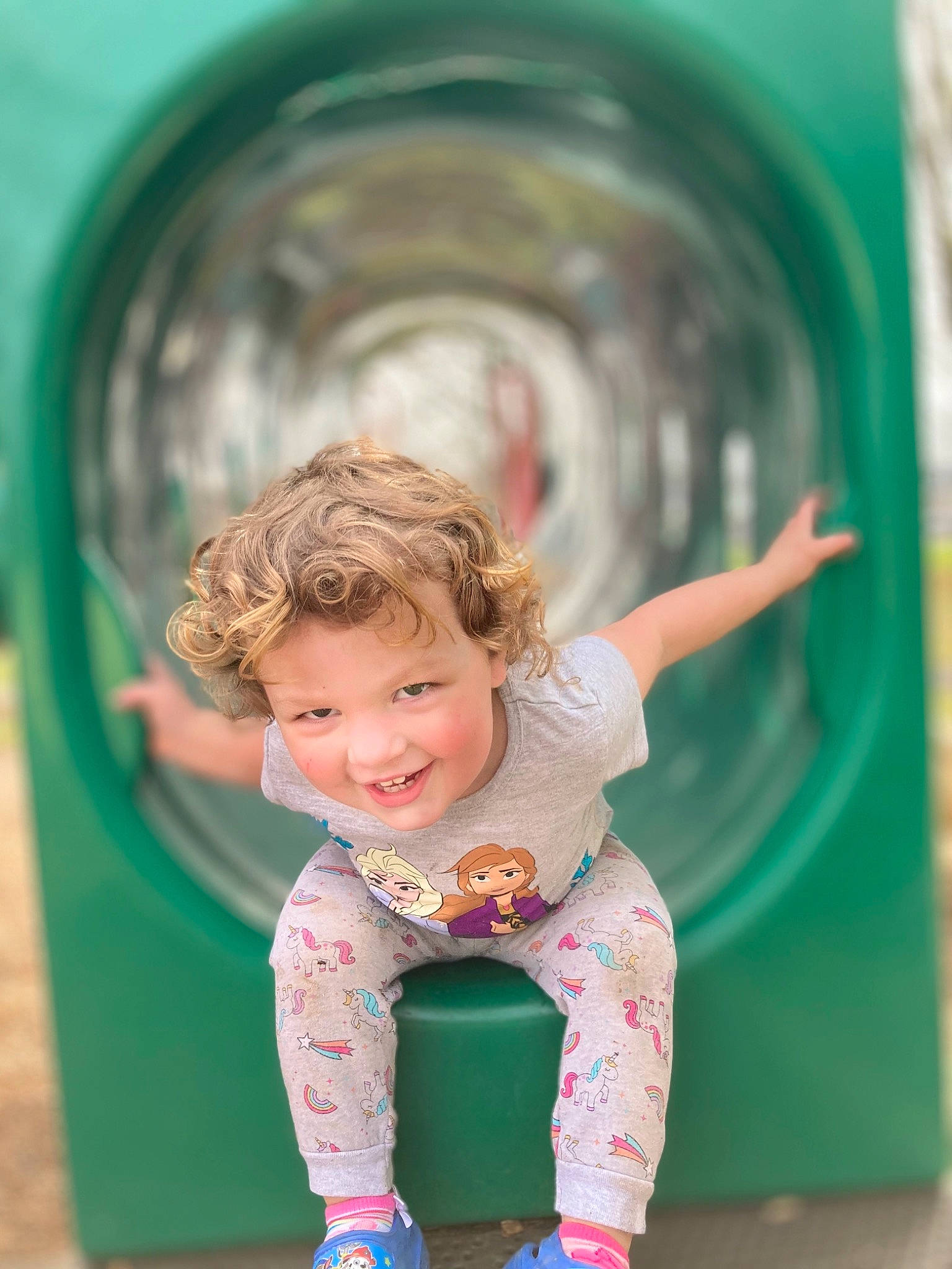 Paislei joined the competition — help win amazing prizes! baby, baby_toddler_clothing, child, fun, green, happy, joy, leisure, organ, person, photograph, pink, playground, product, recreation, skin, sleeve, smile, summer, toddler