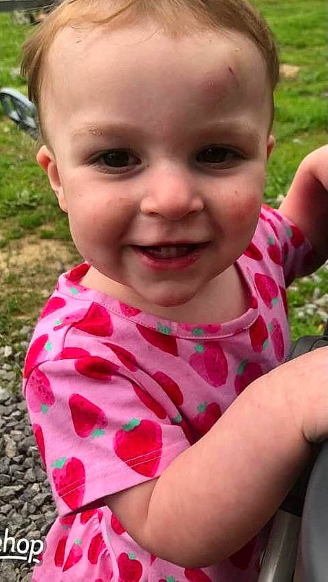 Rosalei joined the competition — help win amazing prizes! baby_toddler_clothing, cheek, dress, face, fun, gesture, happy, head, iris, joy, leaf, lip, mammal, mouth, nose, person, pink, plant, skin, smile