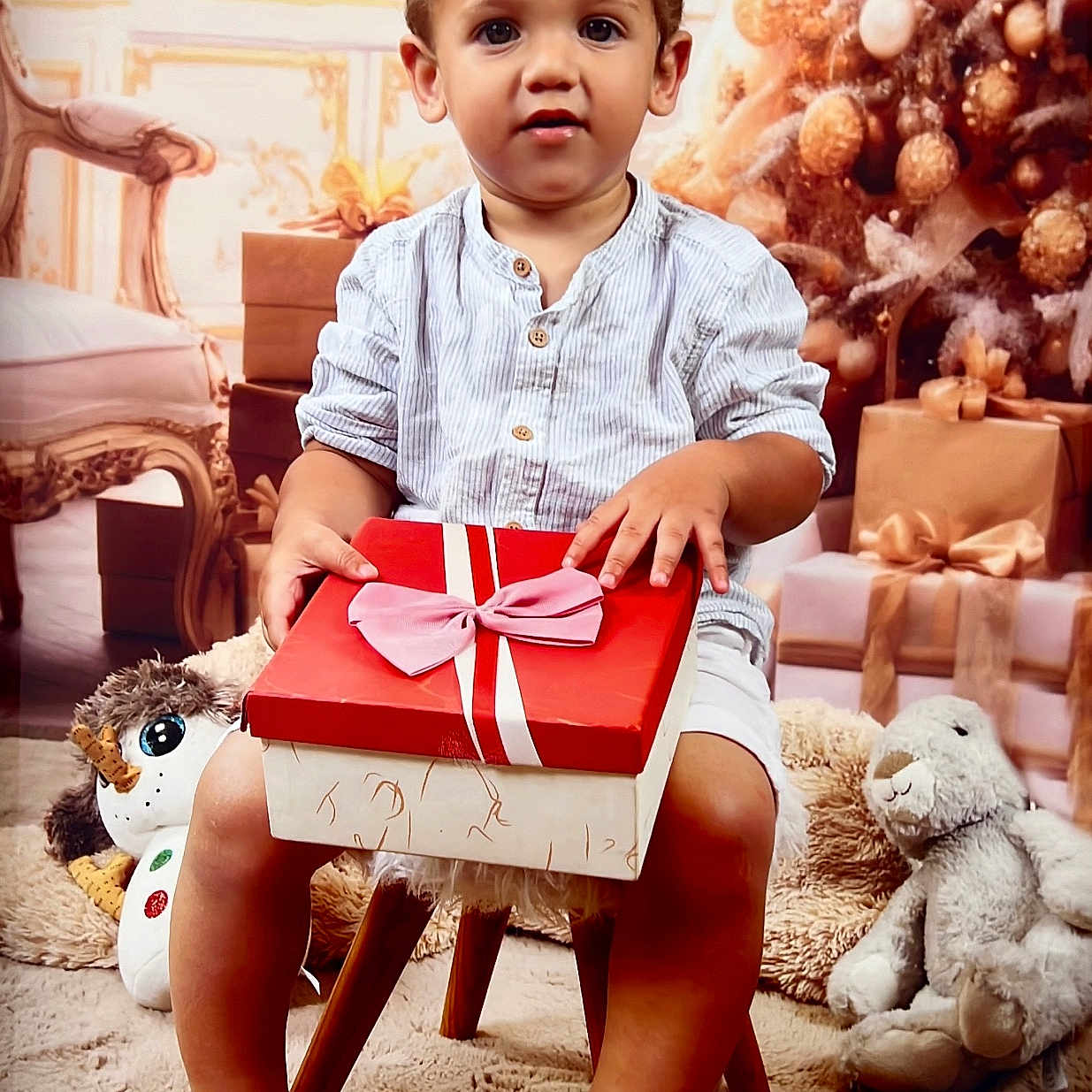 Ironn a rejoint le concours — aidez-le/la à gagner de superbes lots ! box, boy, child, face, festival, head, indoors, male, openingpresent, person, photography, plush, portrait, sitting, teddybear, toy