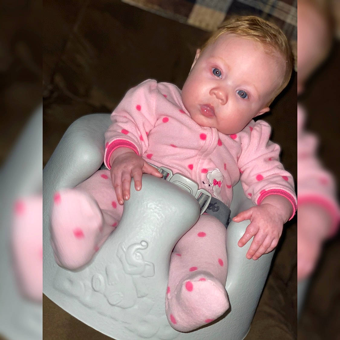 Jazelle is registered to the contest to win money with this photo: baby, baby_products, baby_toddler_clothing, birth, cheek, child, eye, face, iris, lip, mouth, person, pink, product, skin, toddler