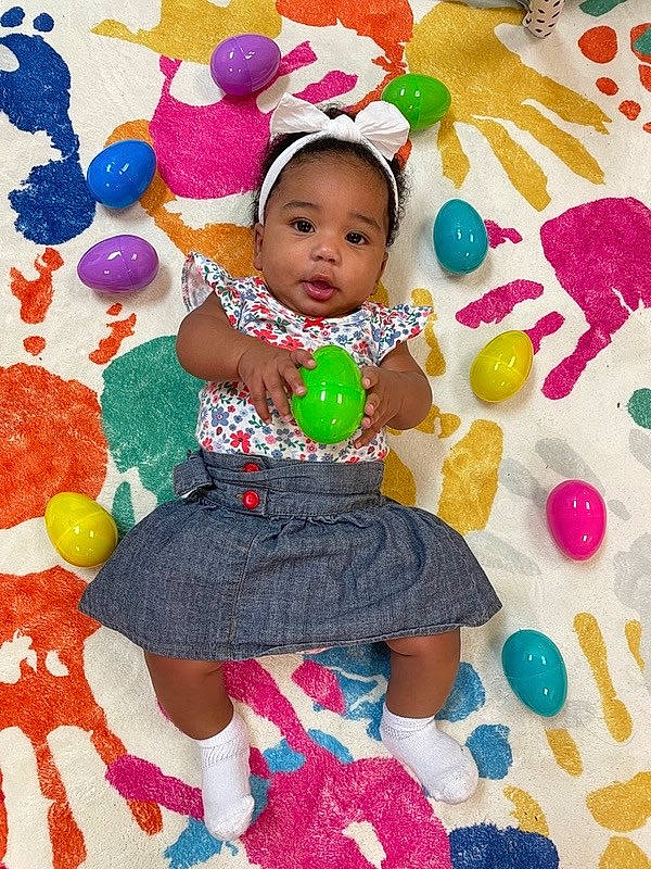 Avayah joined the competition — help win amazing prizes! baby, baby_toddler_clothing, balloon, child, design, event, foot, fun, happy, magenta, party_supply, pattern, person, pink, play, polka_dot, sandal, sitting, sweetness, textile