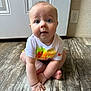 Dawson joined the competition — help win amazing prizes! baby, blue_eyes, child, crawling_position, curious, cute, door, expression, floor, hands, indoor, infant, nike, person, power_outlet, sitting, skin, toes, white_shirt, wooden_floor