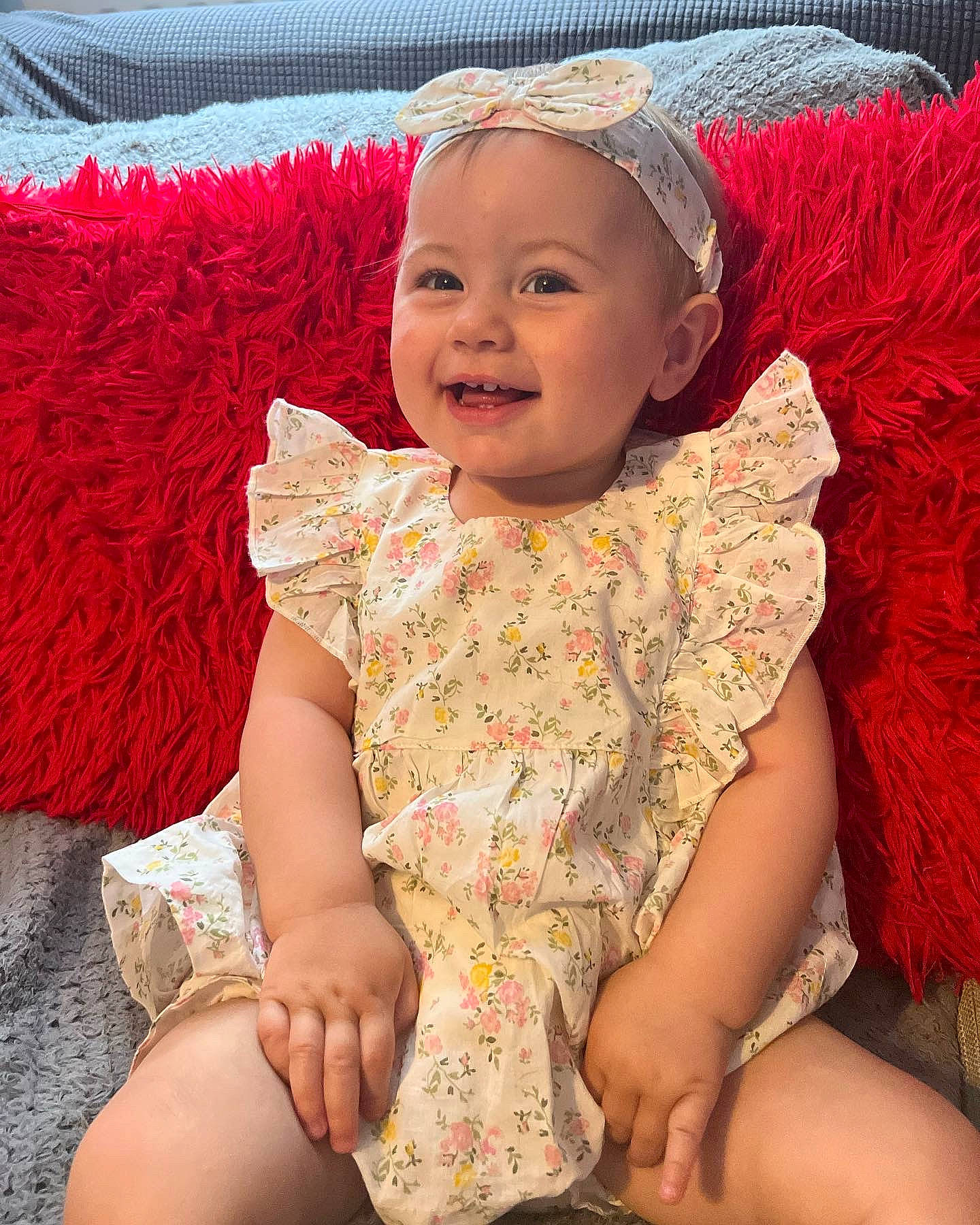 Brooke joined the competition — help win amazing prizes! baby, baby_toddler_clothing, cap, child, eye, face, grass, happy, head, headgear, joy, lip, organ, person, pink, skin, sleeve, smile, summer, textile