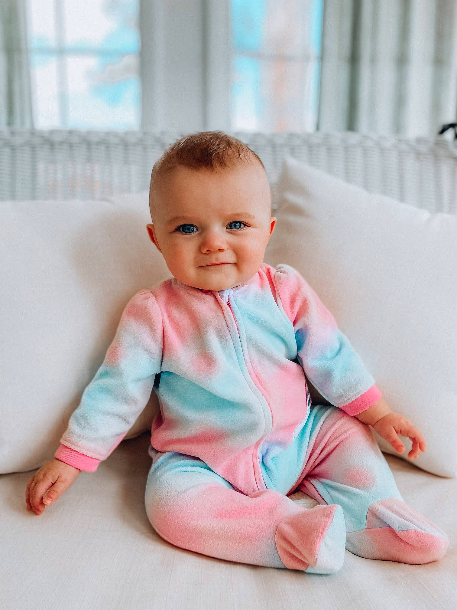 Arklynn is registered to the contest to win money with this photo: baby, baby_toddler_clothing, cheek, child, collar, comfort, dress, eye, floor, flooring, happy, joy, person, pink, sitting, skin, sleeve, smile, sportswear, t_shirt