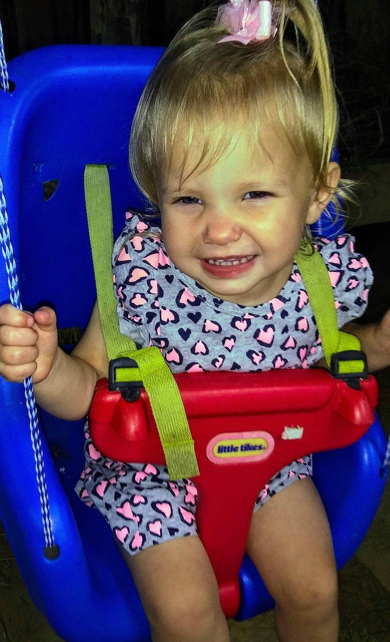 Ava Grace joined the competition — help win amazing prizes! arm, baby_toddler_clothing, blue, cheek, eye, face, facial_expression, fun, hand, happy, human_body, iris, joy, leg, mouth, organ, person, photograph, product, skin