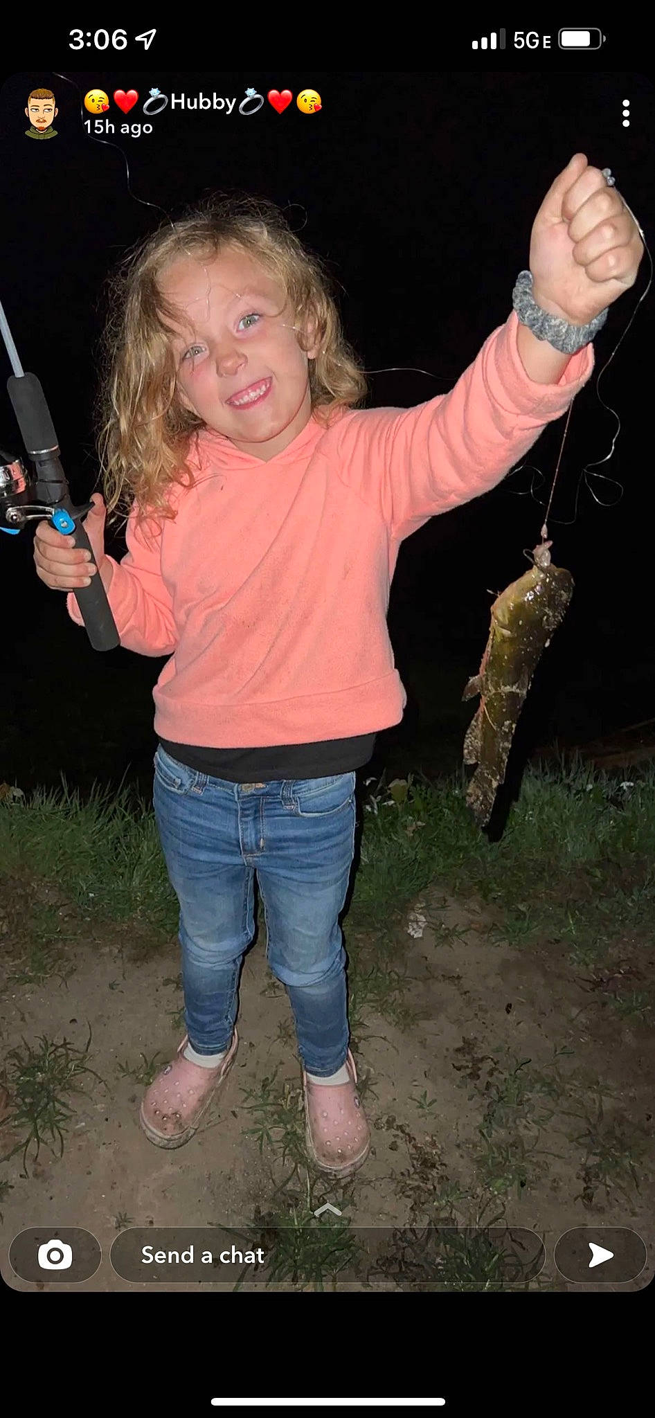 Trinity joined the competition — help win amazing prizes! barefoot, child, crocodile, denim, face, fish, fishing, flash_photography, fun, garden_tool, gesture, happy, joy, people_in_nature, person, recreation, smile, soil, t_shirt, tail