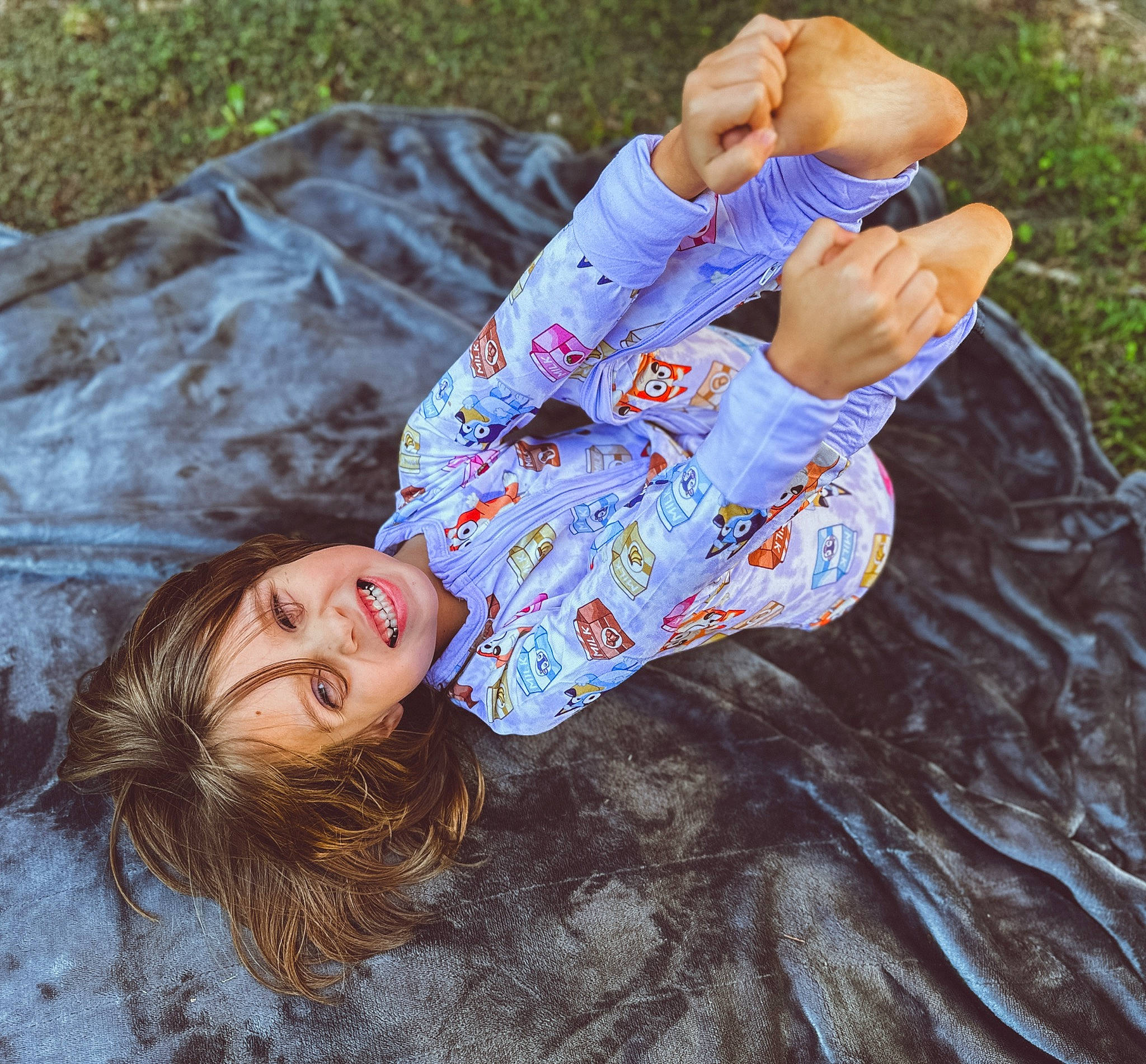 Roman joined the competition — help win amazing prizes! barefoot, child, denim, finger, foot, fun, grass, hand, happy, joy, leisure, pattern, people_in_nature, person, skin, sleeve, smile, summer, textile, thigh