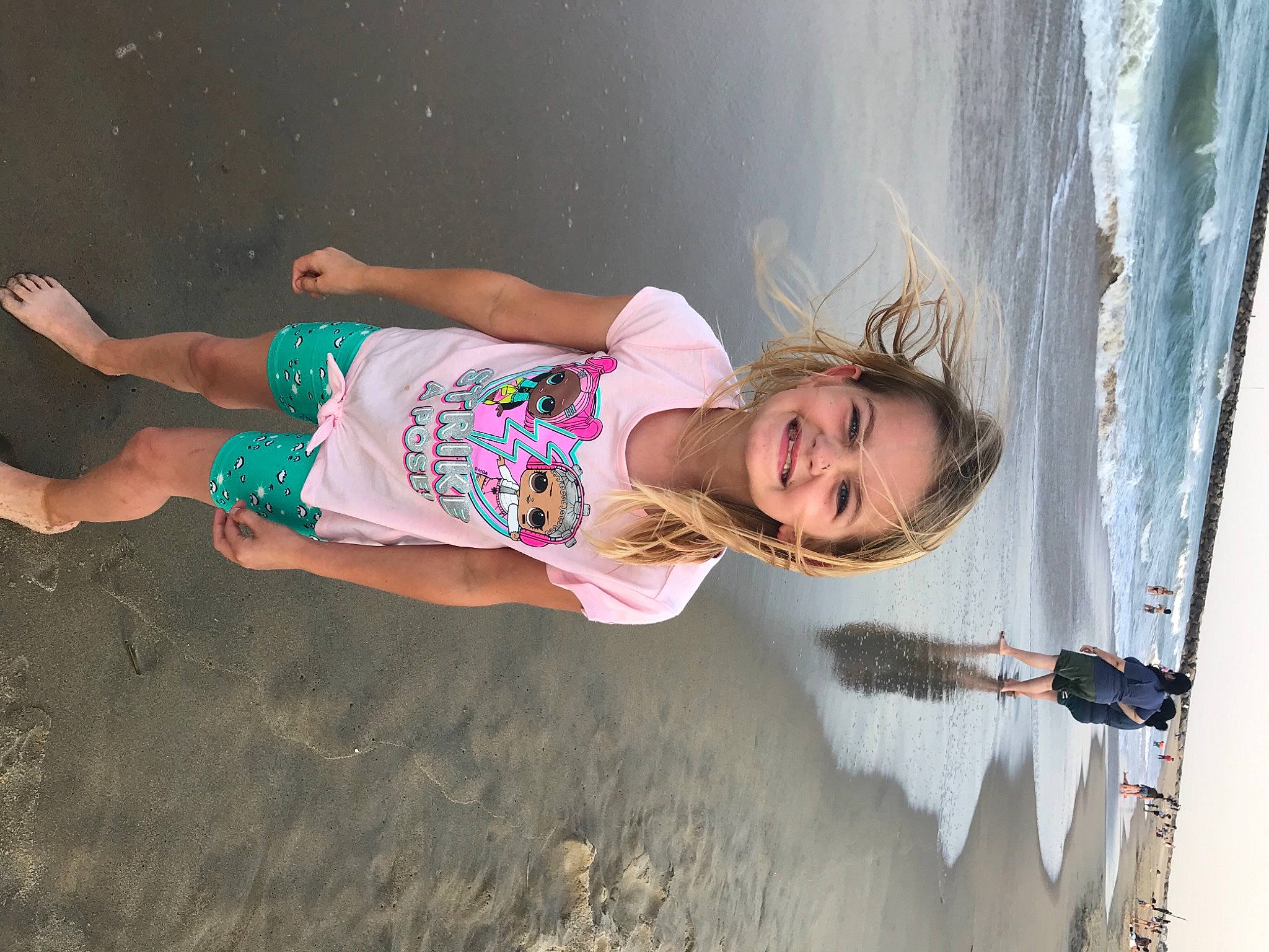 Nevaeh joined the competition — help win amazing prizes! barefoot, body_of_water, child, eye, fun, happy, human_leg, joy, landscape, leg, leisure, person, play, recreation, sand, shadow, sky, smile, thigh, toddler