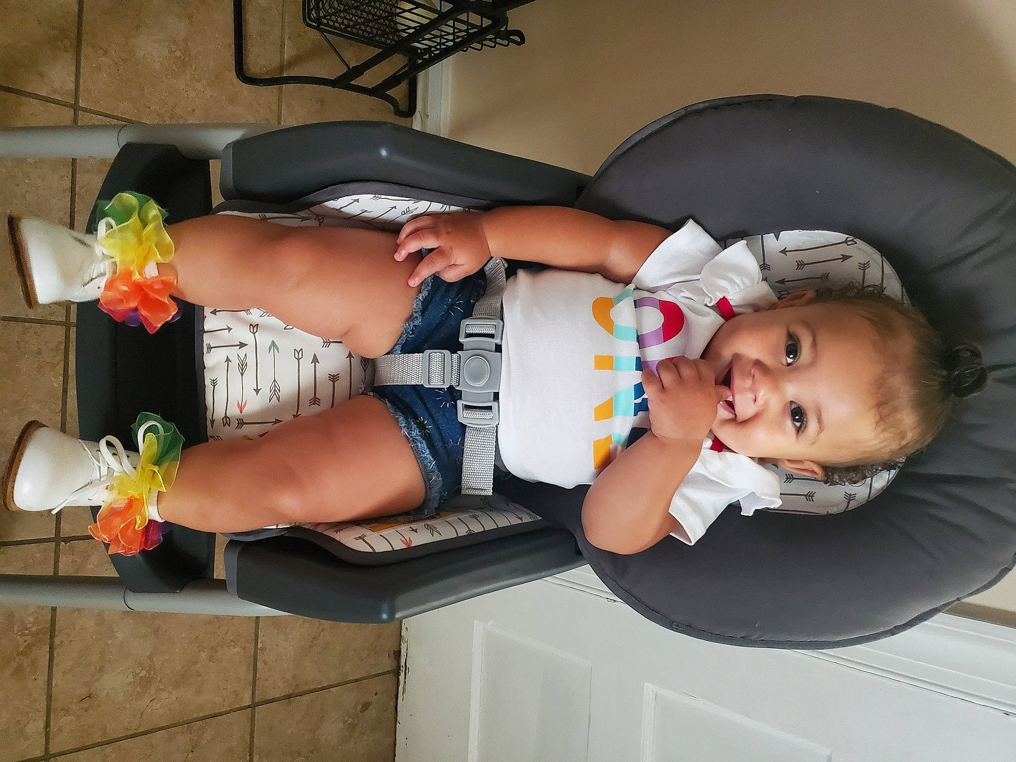 Fallon joined the competition — help win amazing prizes! auto_part, baby, baby_products, baby_toddler_clothing, bag, car_seat, child, comfort, fun, human_leg, knee, lap, luggage_and_bags, person, product, shorts, sitting, sock, thigh, toddler