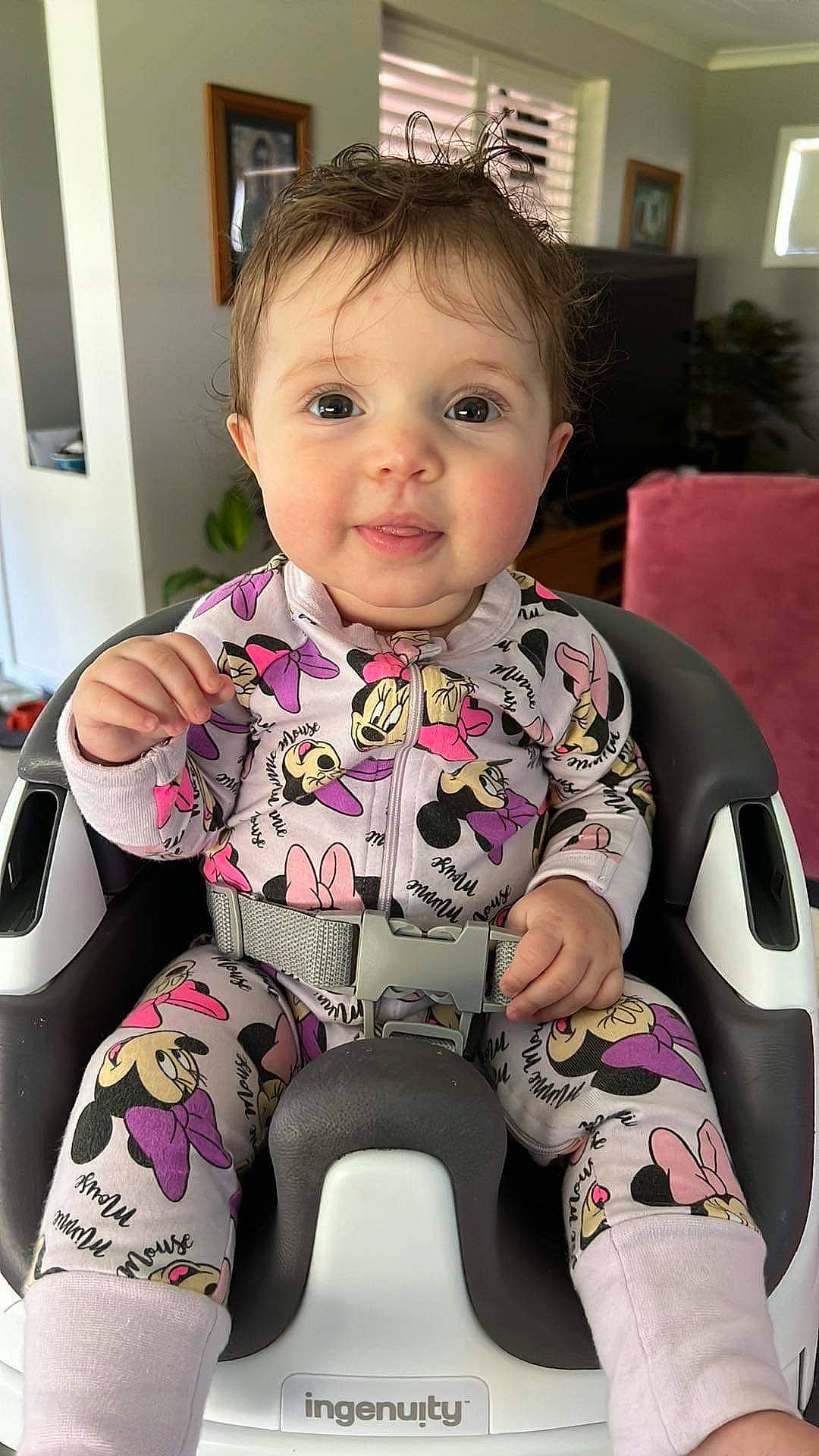 Tatiana is registered to the contest to win money with this photo: baby, baby_products, baby_toddler_clothing, beauty, cheek, child, comfort, finger, hairstyle, knee, neck, person, picture_frame, pink, sitting, skin, sleeve, smile, thigh, toddler