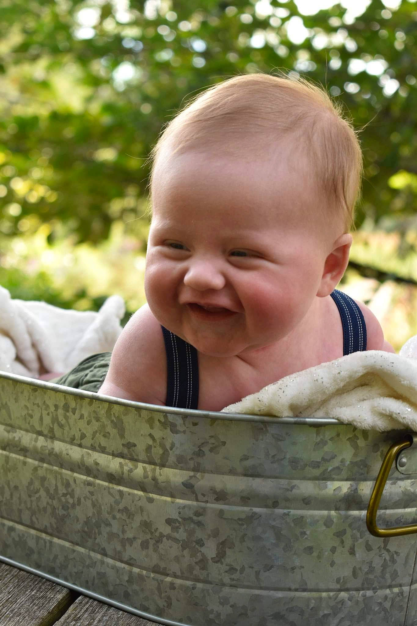 Graham joined the competition — help win amazing prizes! baby, baby_laughing, baby_toddler_clothing, cheek, child, chin, comfort, face, fun, grass, happy, leisure, people_in_nature, person, photograph, sitting, skin, smile, toddler, tree