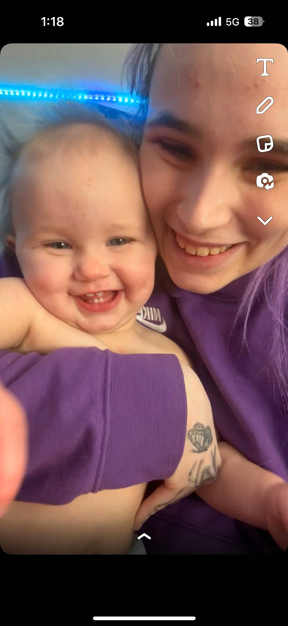Violet joined the competition — help win amazing prizes! cheek, chin, eye, eyebrow, face, finger, fun, gesture, happy, interaction, iris, joy, lip, mouth, muscle, nose, person, pink, purple, skin