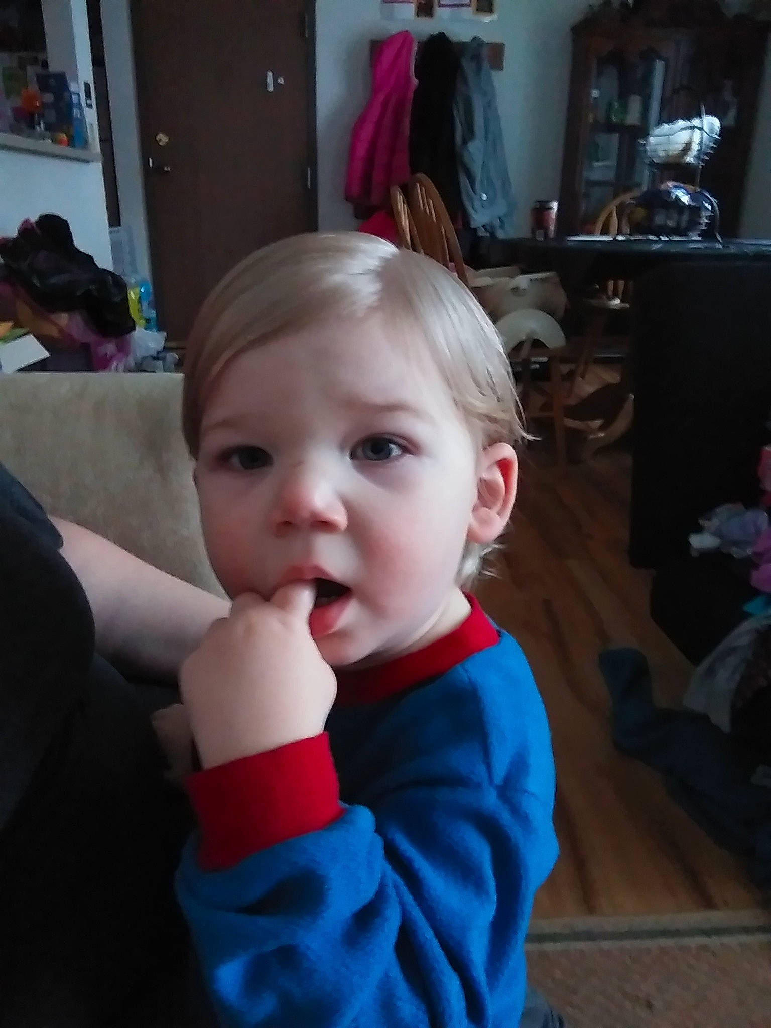 Daemon is registered to the contest to win money with this photo: baby, cheek, child, christmas, ear, electronic_device, eye, face, forehead, head, lip, mouth, nose, person, skin, technology, toddler