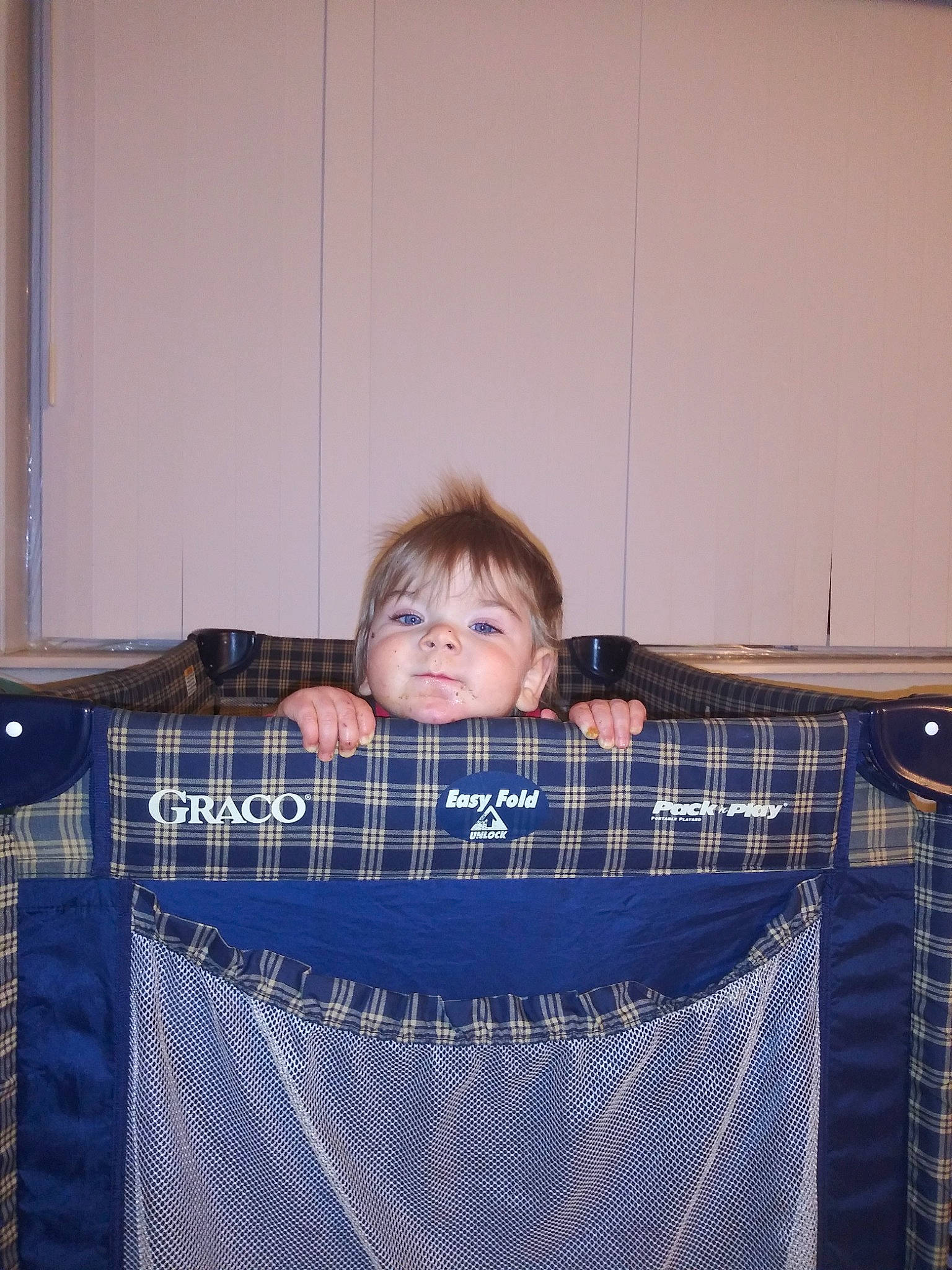 Azriel is registered to the contest to win money with this photo: baby_products, child, linens, pattern, person, plaid, product, room, textile, toddler