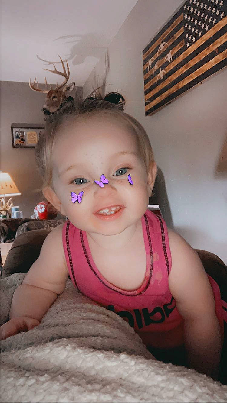 Abigail joined the competition — help win amazing prizes! baby, baby_toddler_clothing, cheek, chest, eye, eyebrow, eyelash, facial_expression, happy, head, iris, mouth, neck, nose, person, picture_frame, pink, shoulder, skin, smile