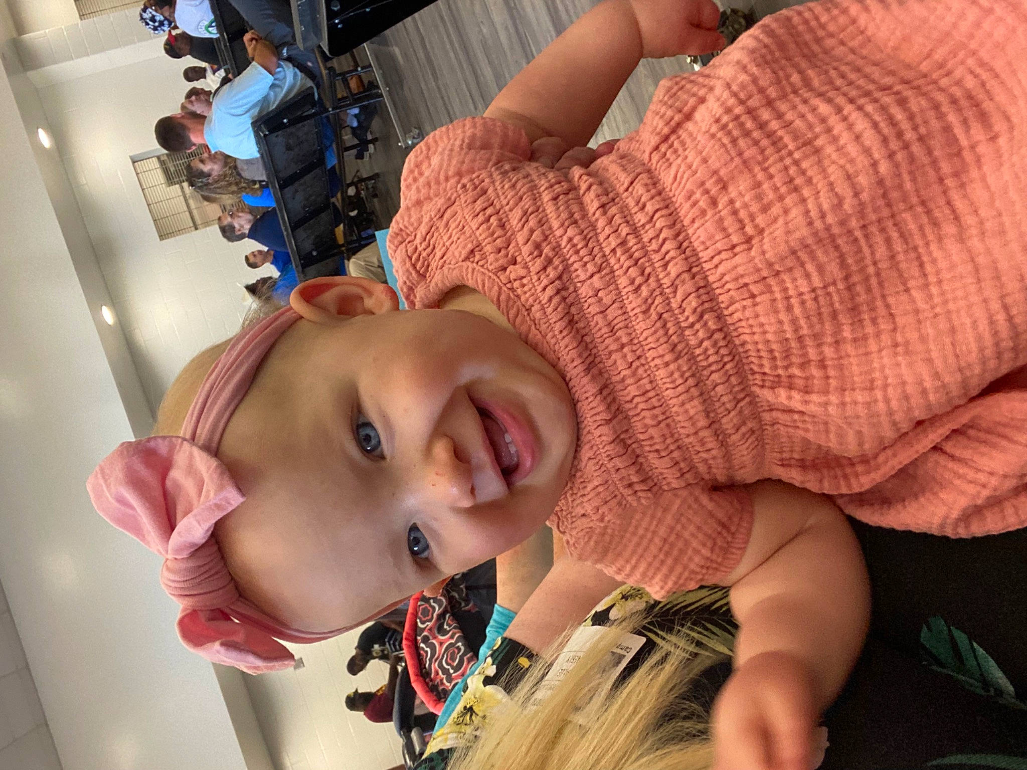 Caylee is registered to the contest to win money with this photo: chest, child, elbow, eyelash, eyewear, flesh, fun, grass, happy, jaw, laugh, leisure, machine, mouth, nose, pattern, person, smile, toddler, under_exposed