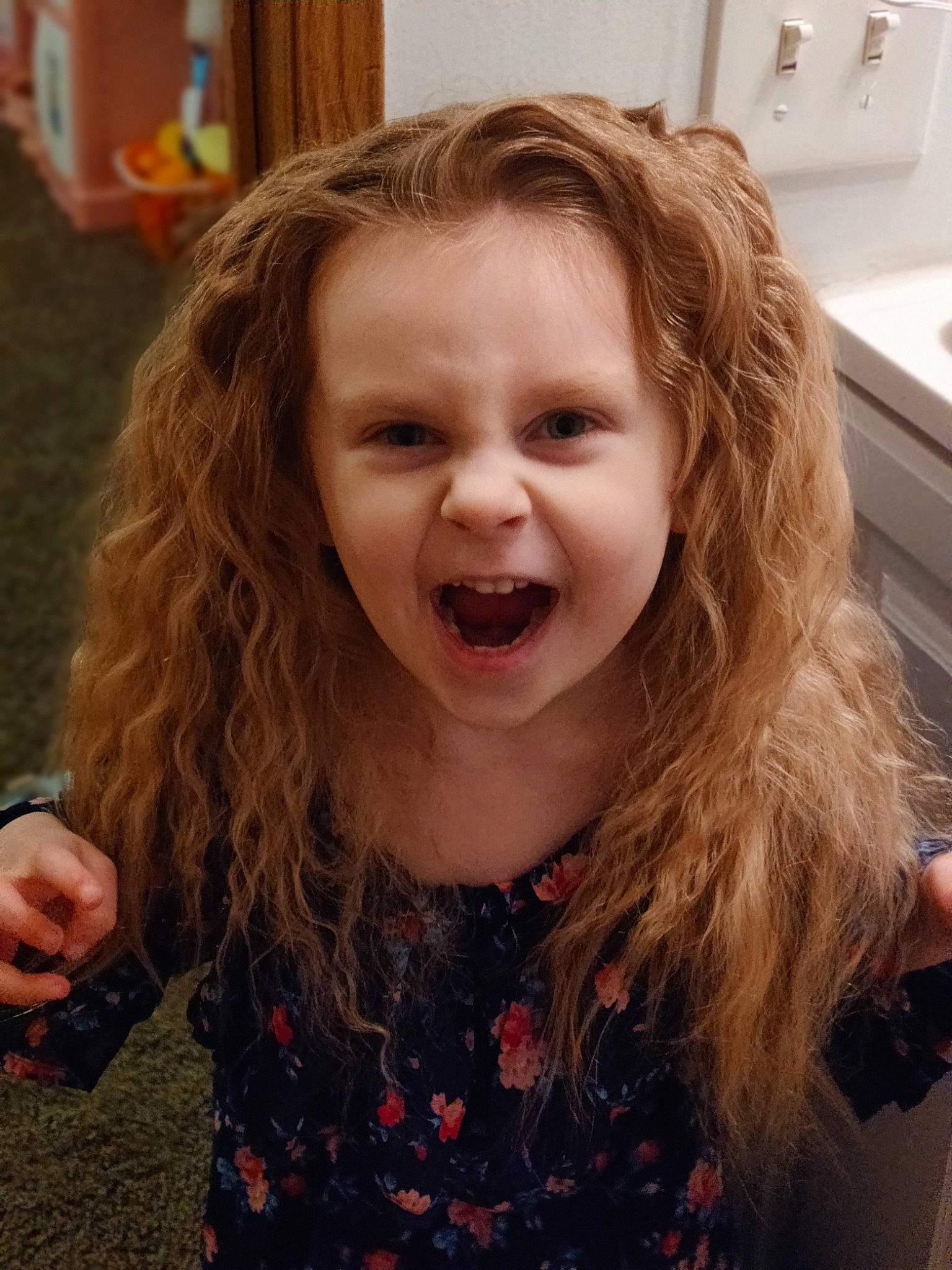 Lillith is registered to the contest to win money with this photo: beauty, cheek, ear, eyelash, finger, fun, gesture, hair, happy, head, iris, jaw, lip, long_hair, mouth, nose, person, skin, smile, toddler