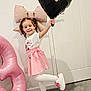 Selena is registered to the contest to win money with this photo: child, girl, balloon, pink, white, smiling, happy, indoor, number_three, heart_shaped_balloon, butterflies, skirt, tights, shoes, bow, carpet, door, wall, celebration, party