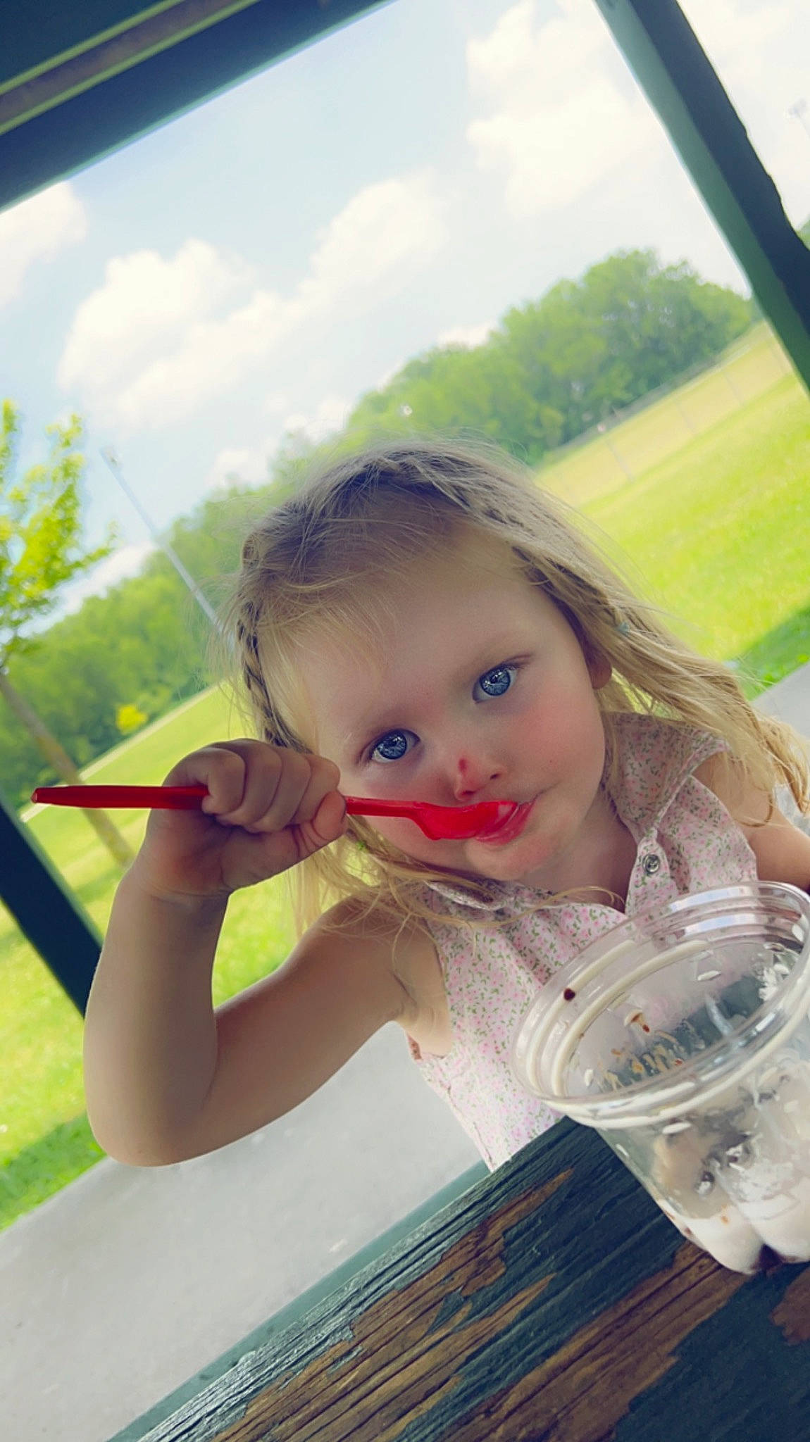 Zavayah joined the competition — help win amazing prizes! child, cloud, drinkware, eyelash, finger, fun, glass, grass, grassland, hand, happy, leisure, lip, person, plant, recreation, sitting, skin, sky, toddler