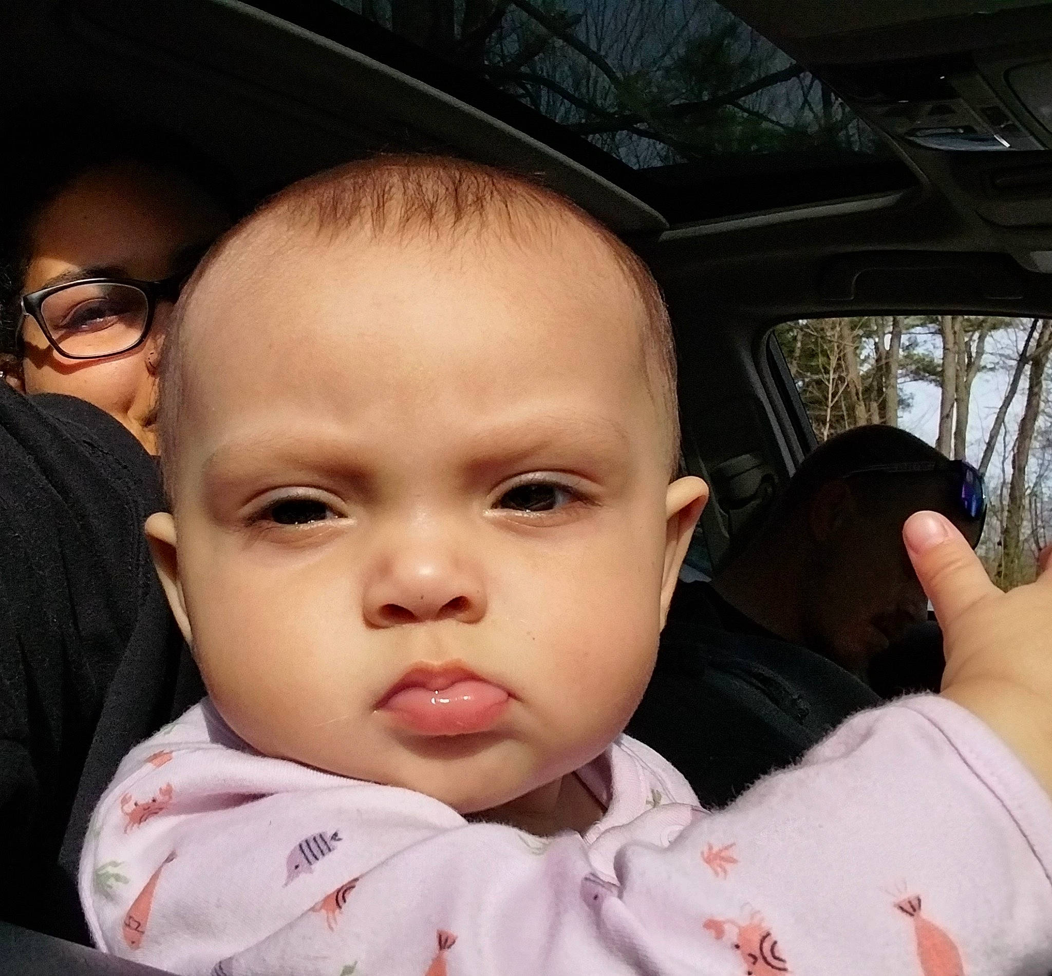 Calliope joined the competition — help win amazing prizes! baby, black_hair, car_seat, cheek, child, chin, ear, eyebrow, eyelash, facial_expression, flash_photography, forehead, gesture, happy, iris, lip, mouth, nose, person, skin