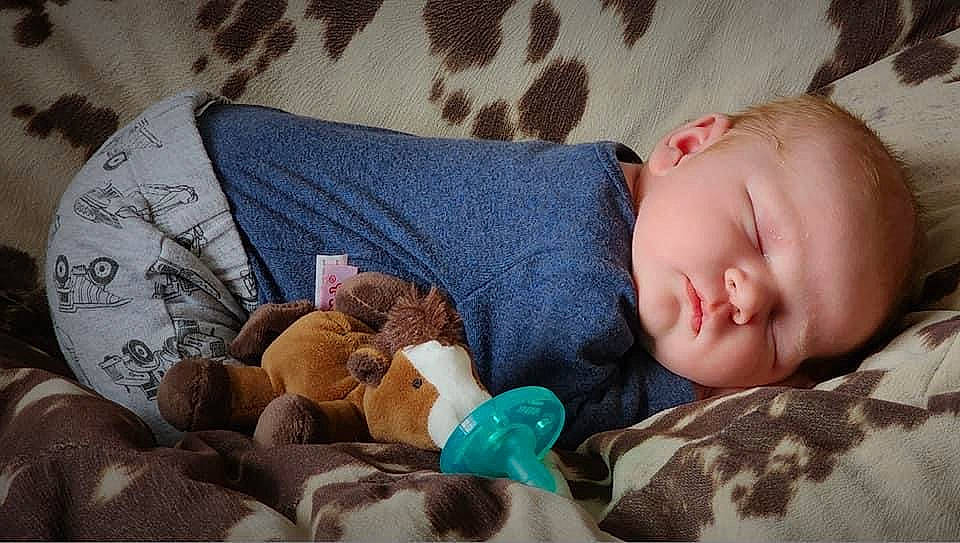 Augustus is registered to the contest to win money with this photo: baby, baby_sleeping, baby_toddler_clothing, bedding, bedtime, cheek, child, comfort, couch, hand, linens, nap, person, room, skin, stuffed_toy, teddy_bear, textile, toddler, toy