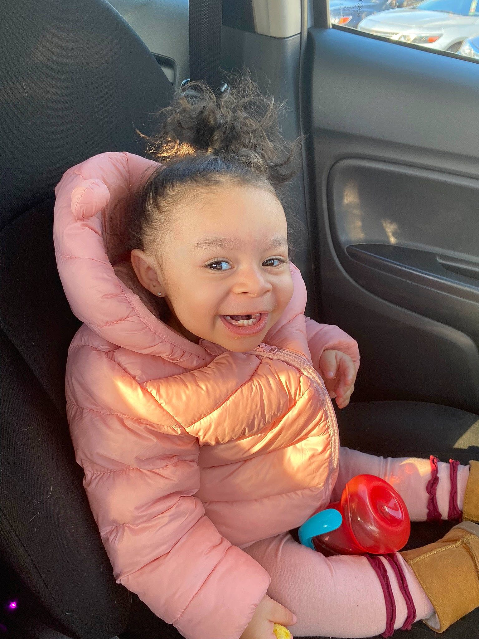 Armani joined the competition — help win amazing prizes! auto_part, automotive_design, automotive_exterior, automotive_lighting, baby_toddler_clothing, car_seat, child, comfort, facial_expression, family_car, fun, happy, luxury_vehicle, motor_vehicle, people, person, skin, smile, thumb, toddler