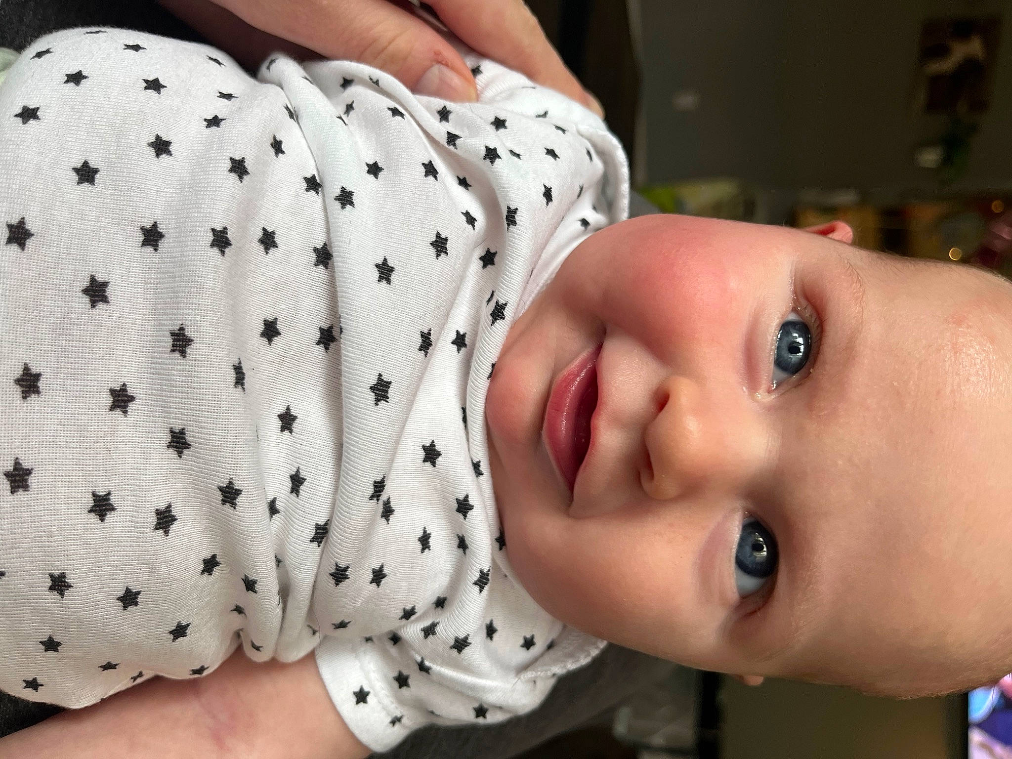 Sadie is registered to the contest to win money with this photo: baby, baby_toddler_clothing, cheek, chest, child, collar, comfort, dress_shirt, eyelash, flash_photography, happy, lip, mammal, nose, pattern, person, portrait_photography, skin, sleeve, smile