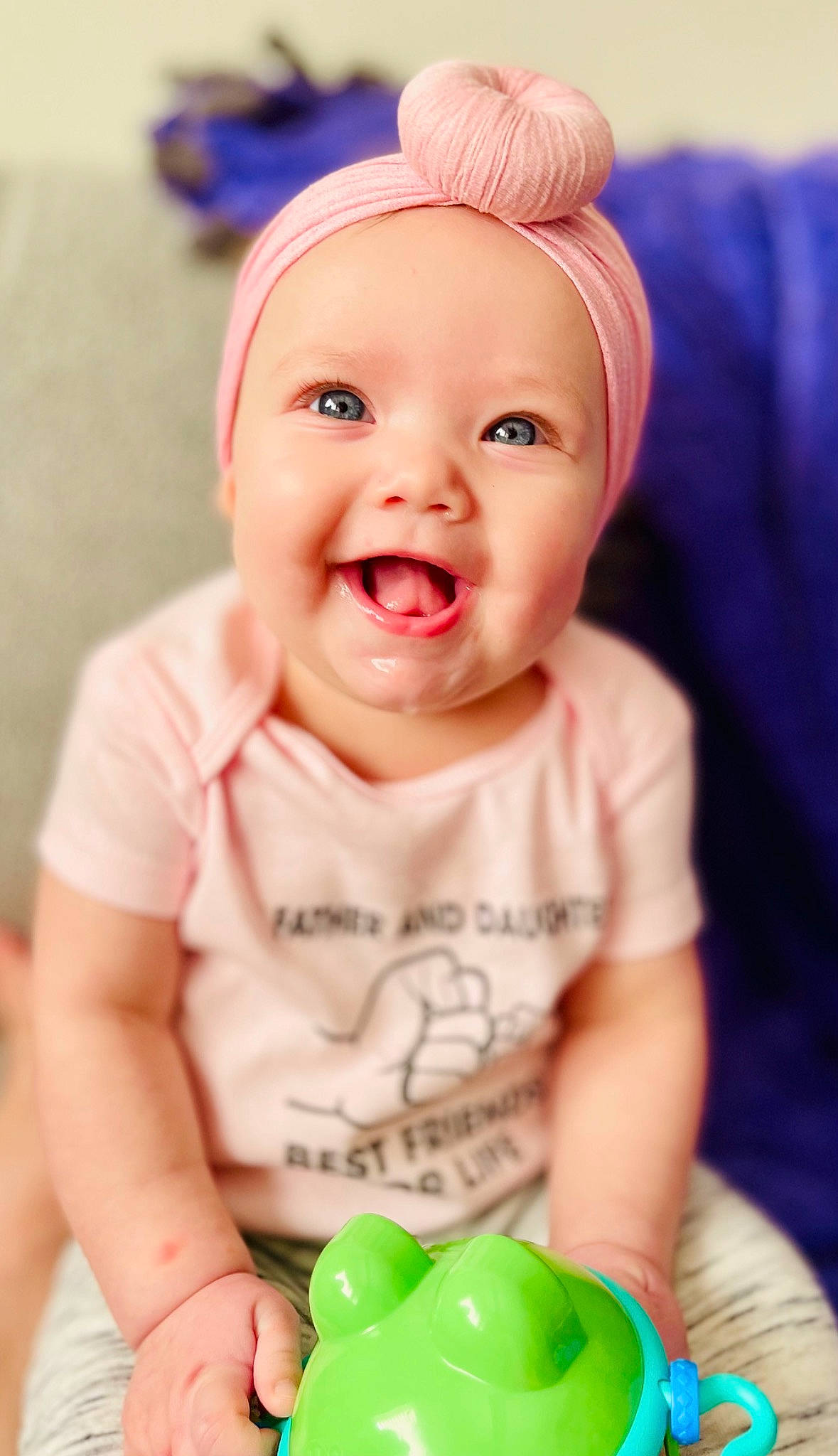 Isabella joined the competition — help win amazing prizes! baby, baby_toddler_clothing, cap, cheek, chin, eye, green, hairstyle, happy, headwear, iris, joy, lip, mouth, nose, person, photograph, pink, skin, sleeve