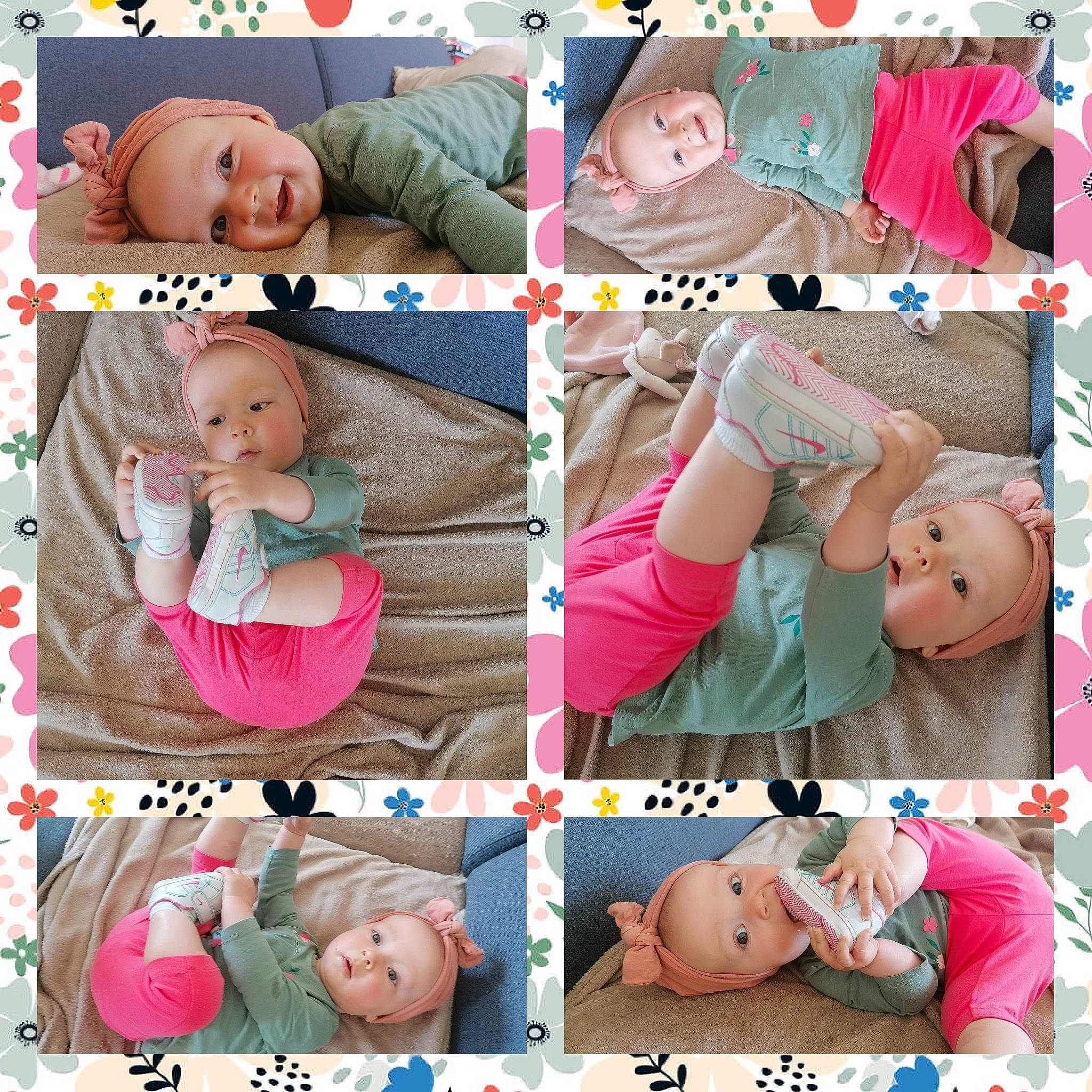 Jeanne participe au concours pour gagner de l'argent avec cette photo : baby, child, collage, eyelash, facial_expression, finger, font, happy, headwear, human, magenta, mammal, pattern, people, person, photograph, pink, product, snapshot, textile